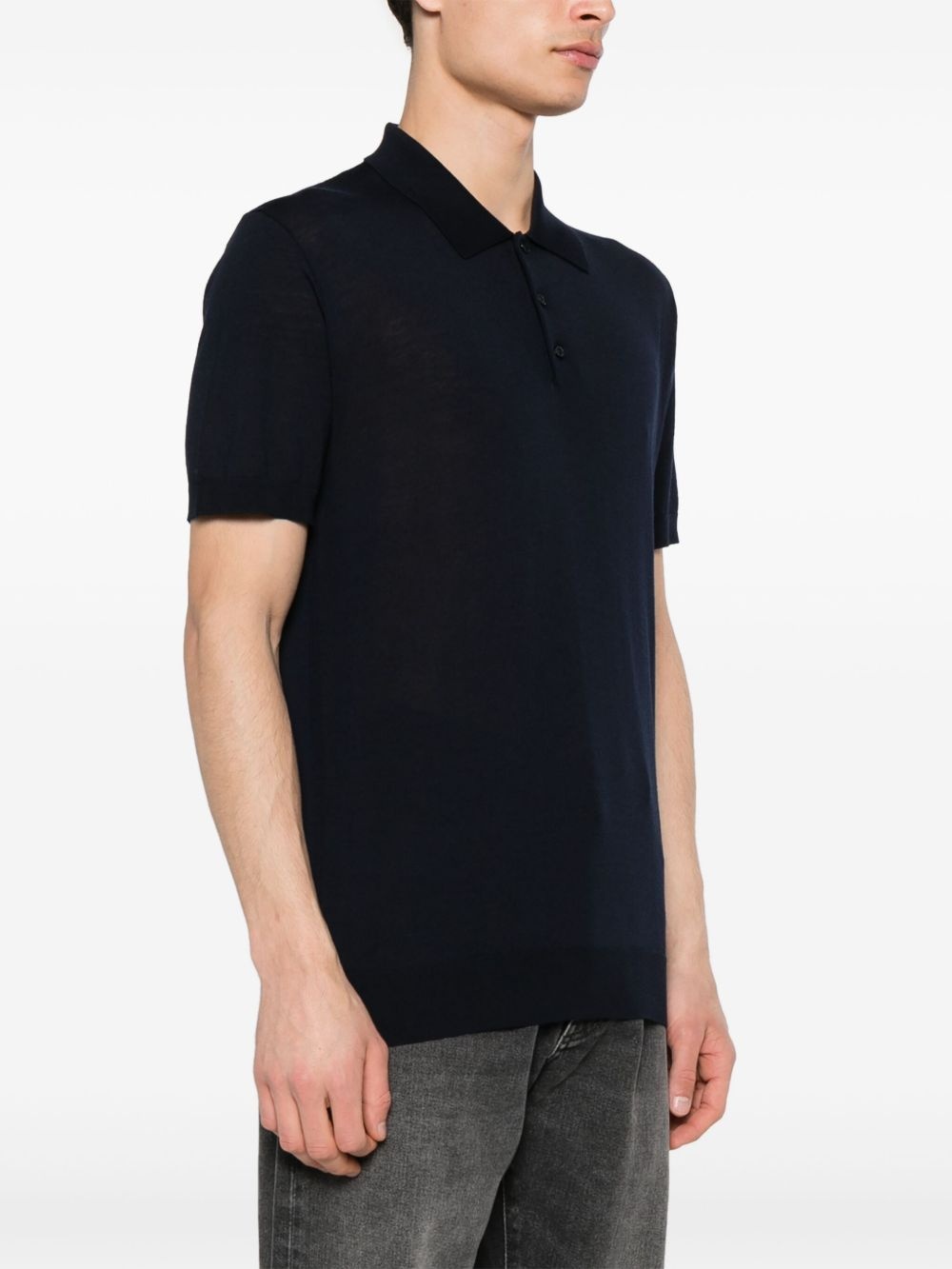 logo-patch wool polo shirt - 3