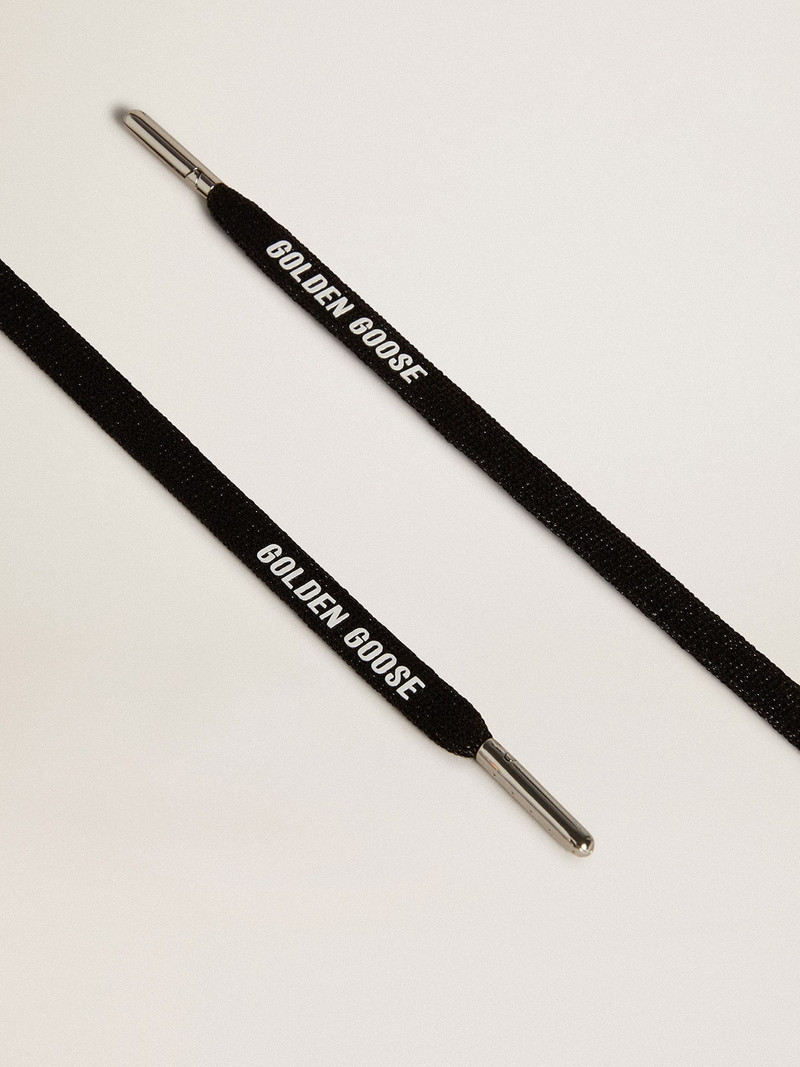 Black Lurex laces with contrasting white logo - 1