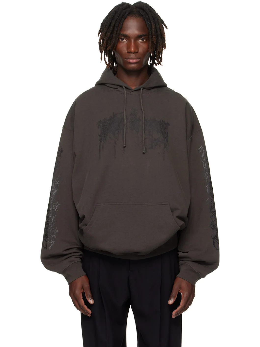 Brown Cradle of Filth Dripping Logo Oversized Hoodie - 1