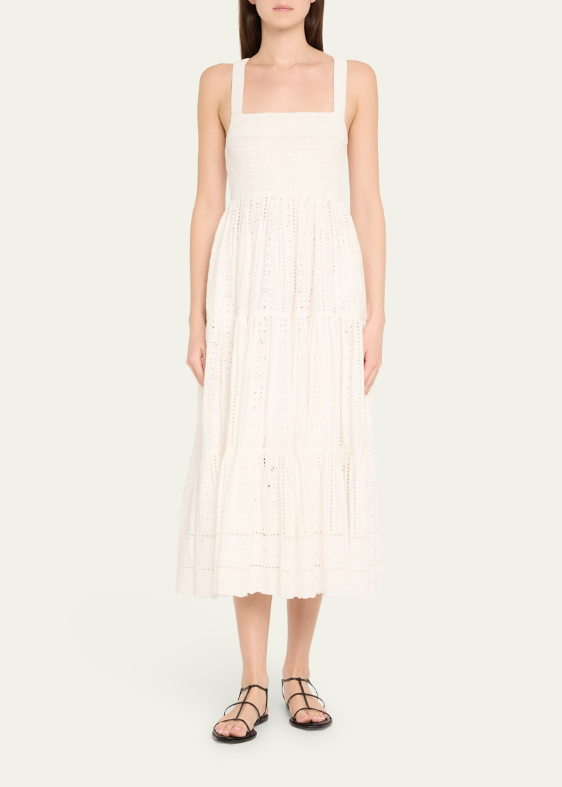 Cara Cara Taormina Cotton Eyelet Square-Neck Midi Dress outlook