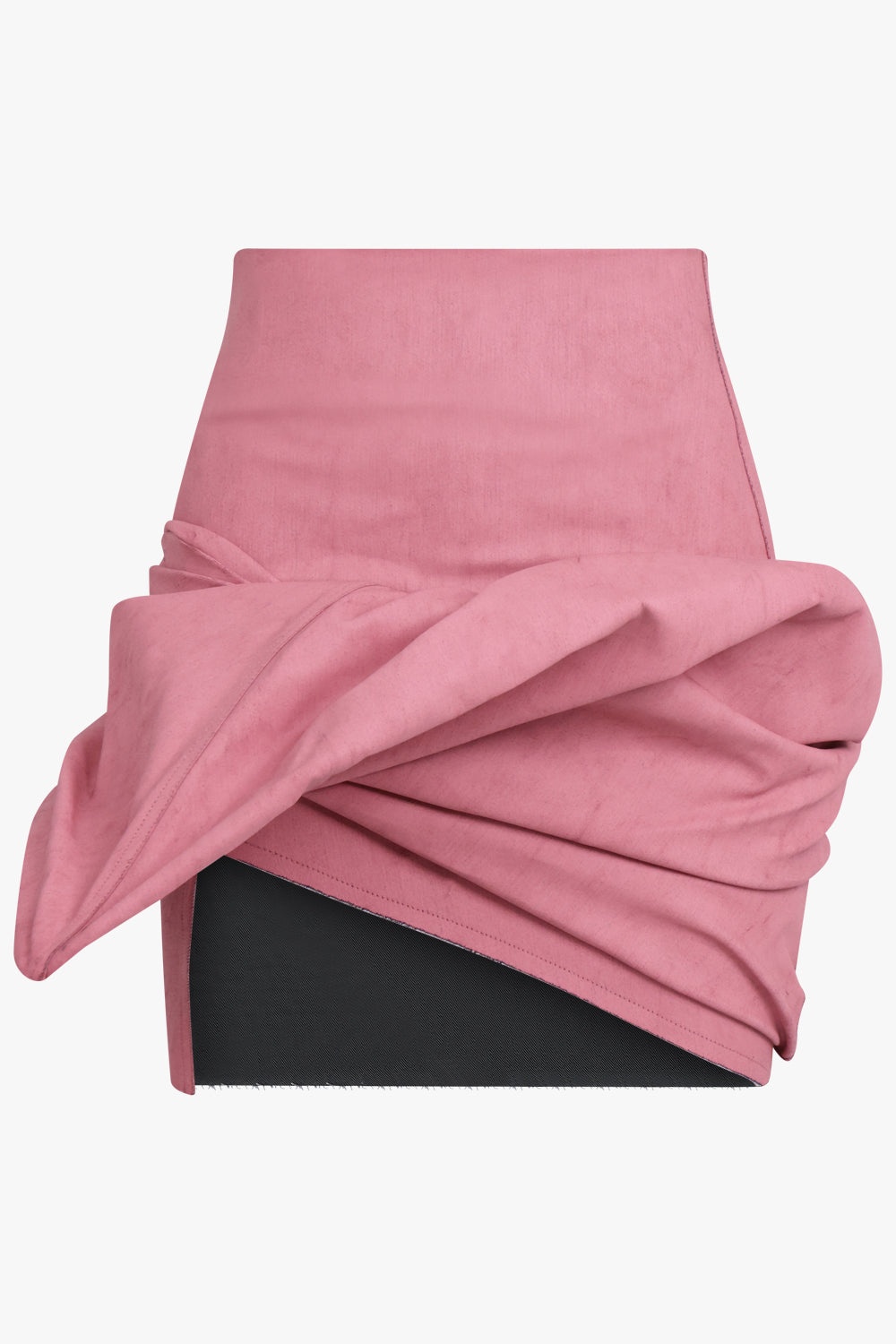 GONNA DRAPED STRUCTURE DENIM MINI SKIRT | THULIAN PINK - 1