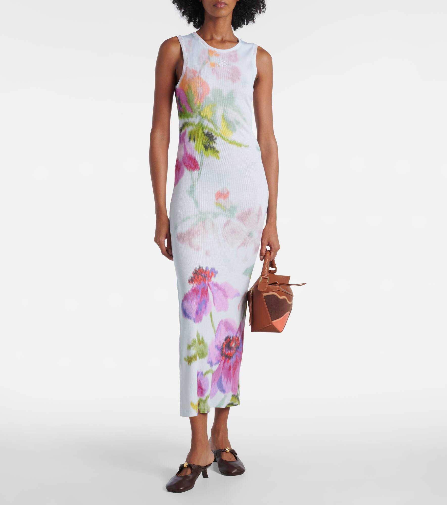 Floral silk and cotton midi dress - 2