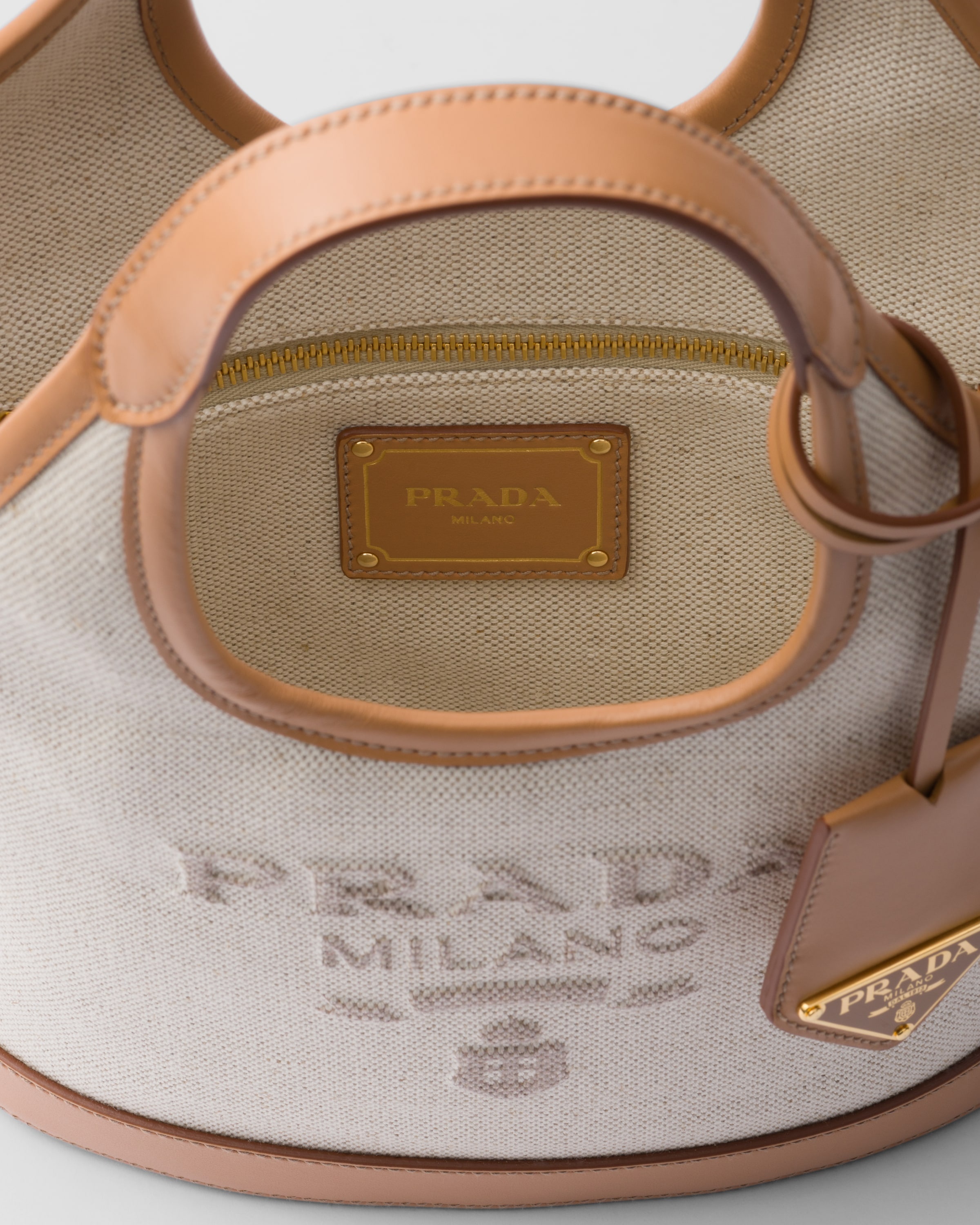 Linen blend and leather mini-buckle bag - 5