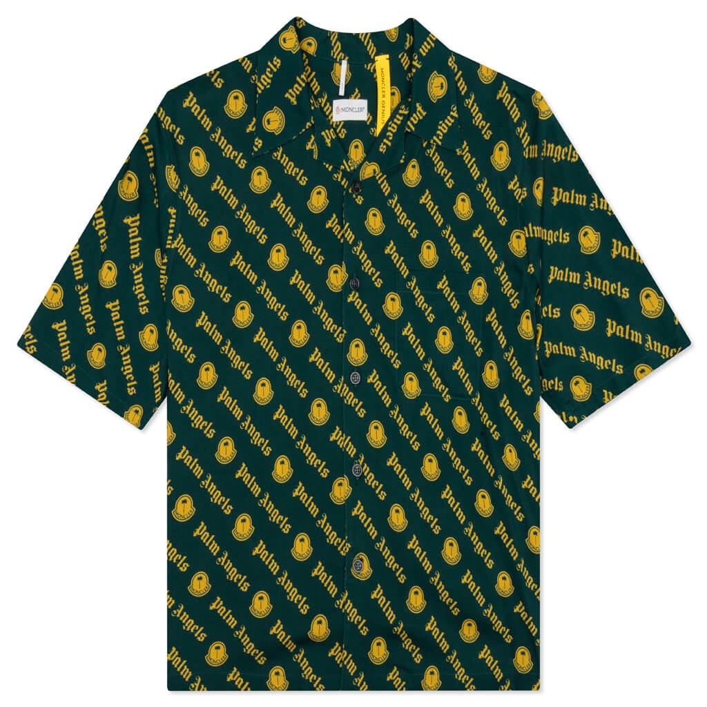 MONCLER X PALM ANGELS LOGO PRINT SHIRT - DARK GREEN - 1
