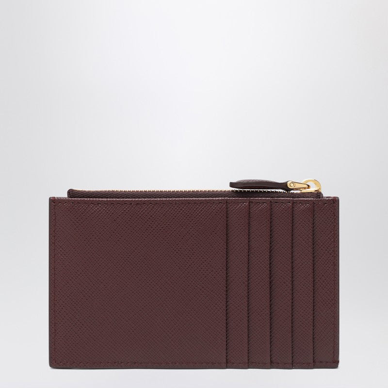 Prada Burgundy Saffiano Zipped Card Case Women - 2
