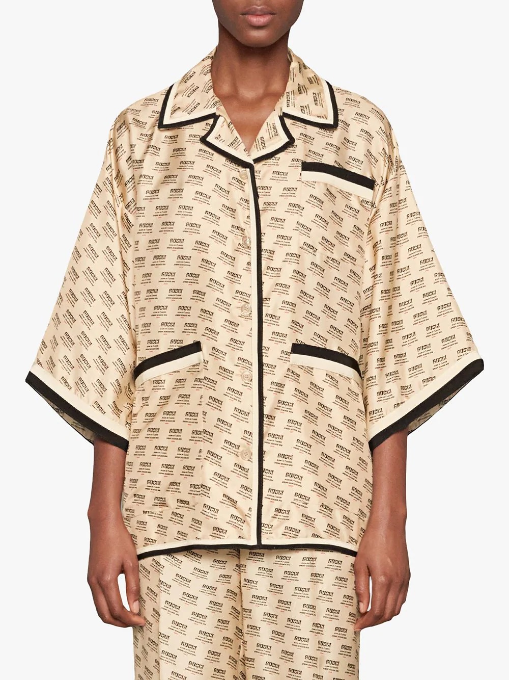 Gucci invite stamp silk shirt - 3