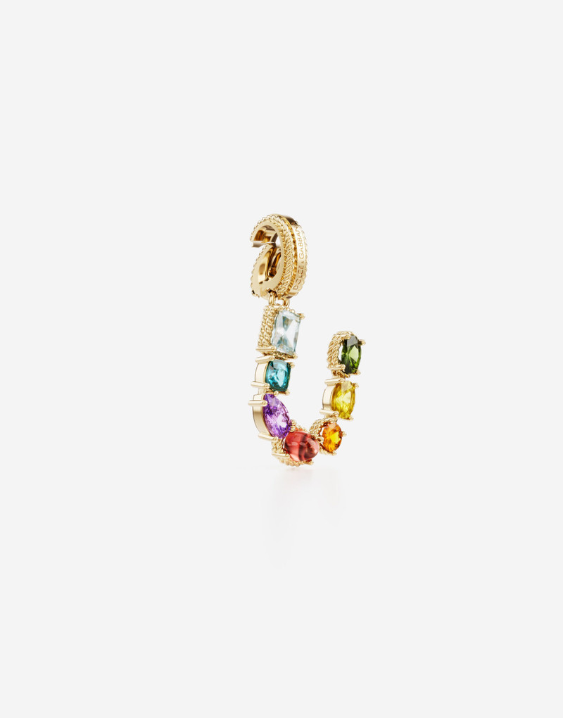 Dolce & Gabbana Charm U Lettering 18-carat yellow gold and multicolored gems outlook