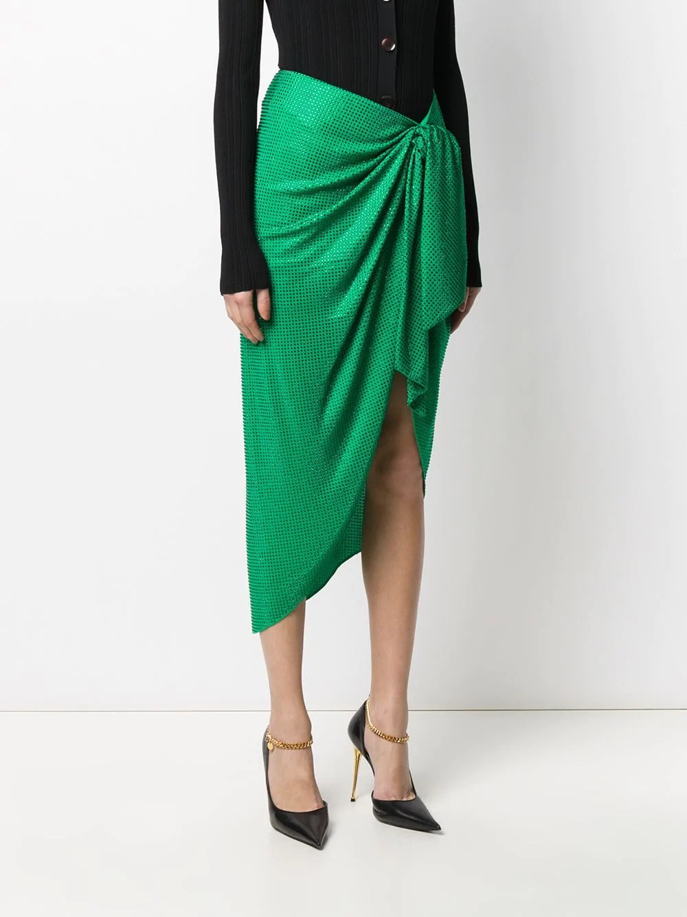 polka-dot ruched midi skirt - 3