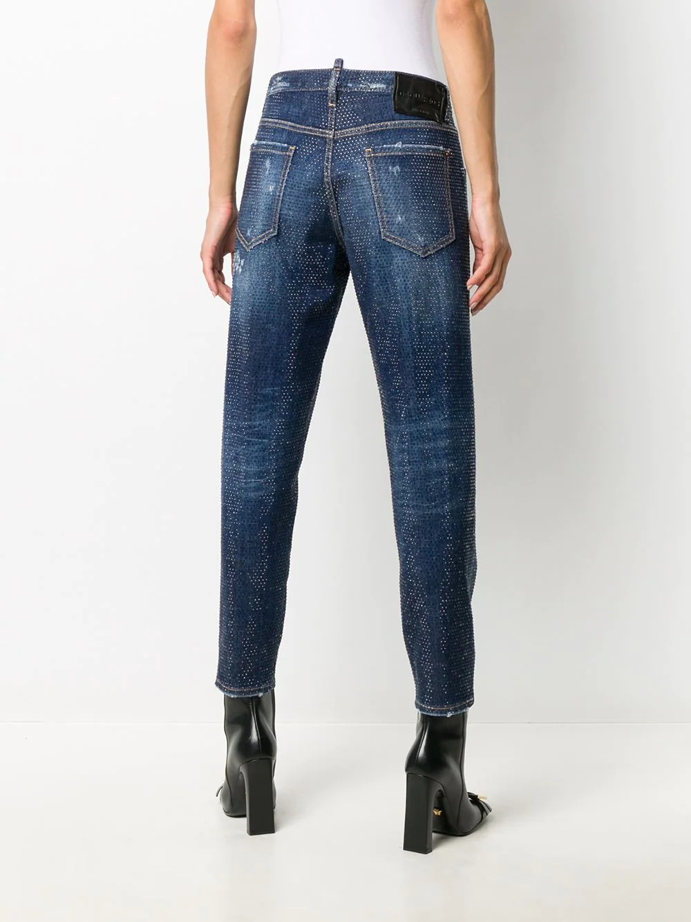 studded cropped skinny-fit jeans - 4