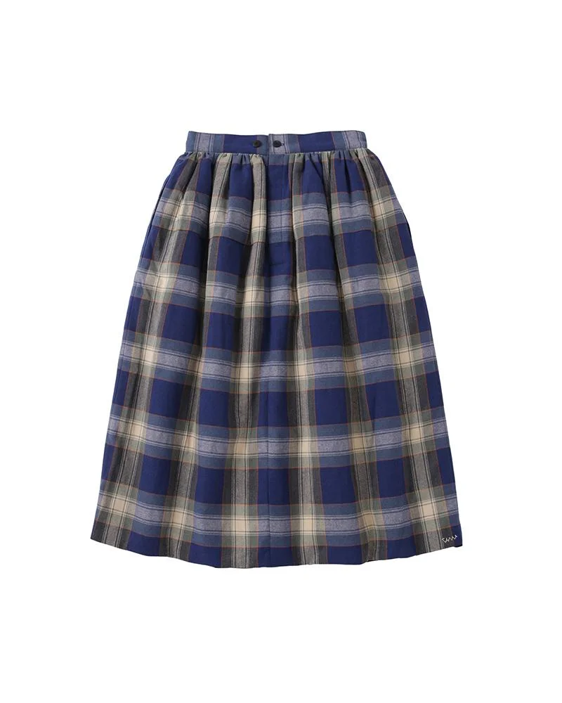 ELEVATION CHECK DOWN SKIRT W BLUE - 1