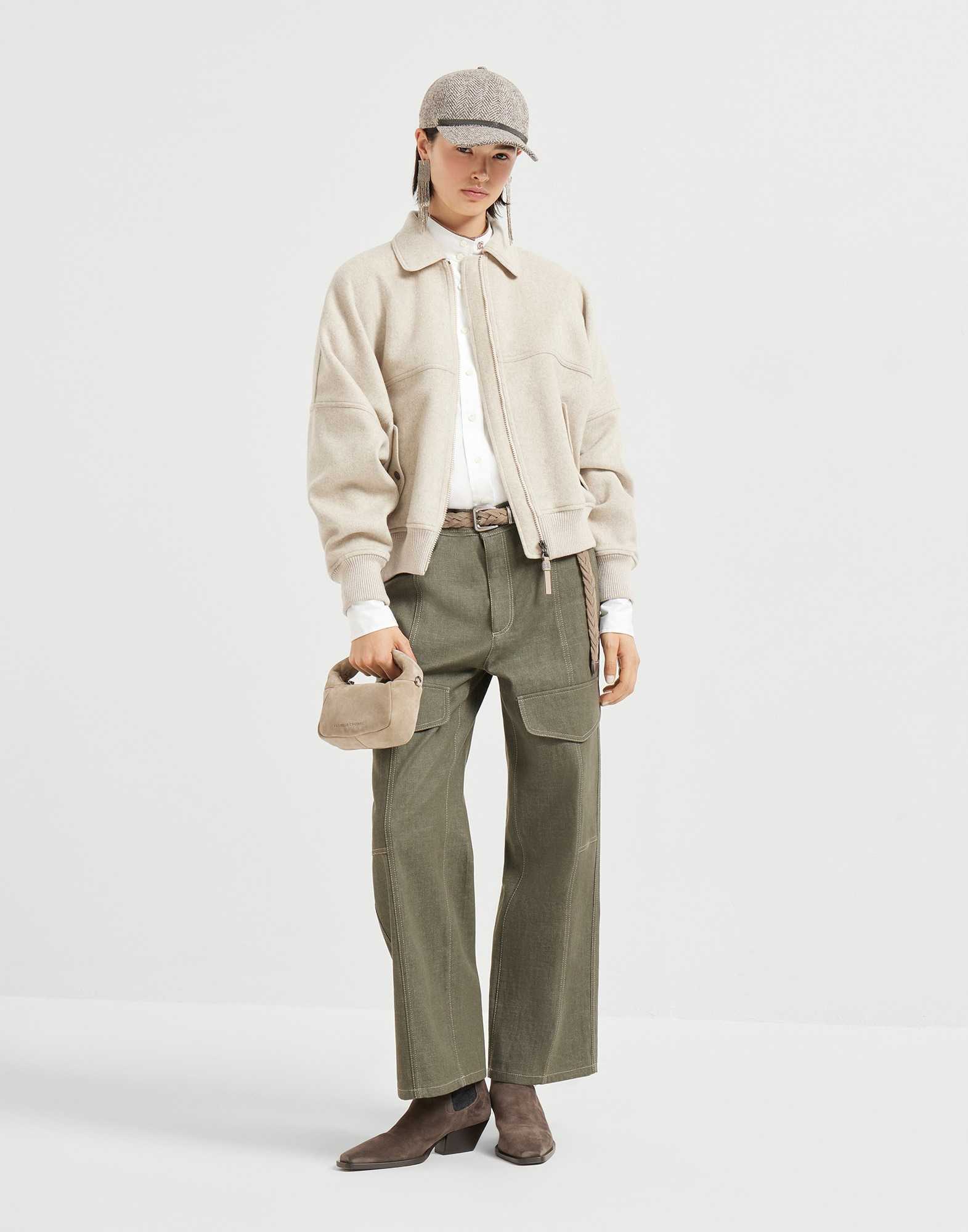 No-fade denim square cargo trousers with monili - 4