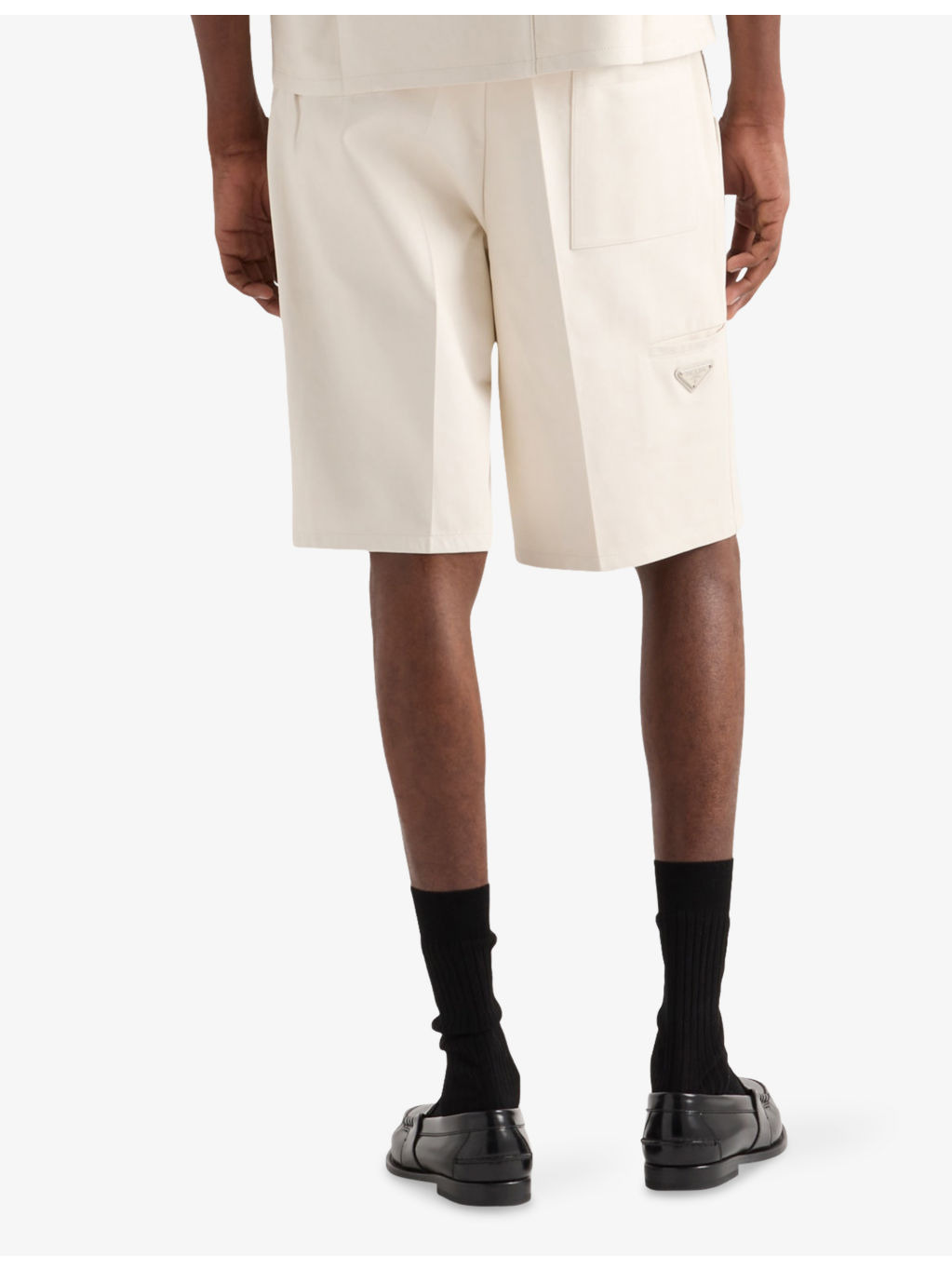 Triangle-Logo Relaxed Leather Bermuda Shorts - 4