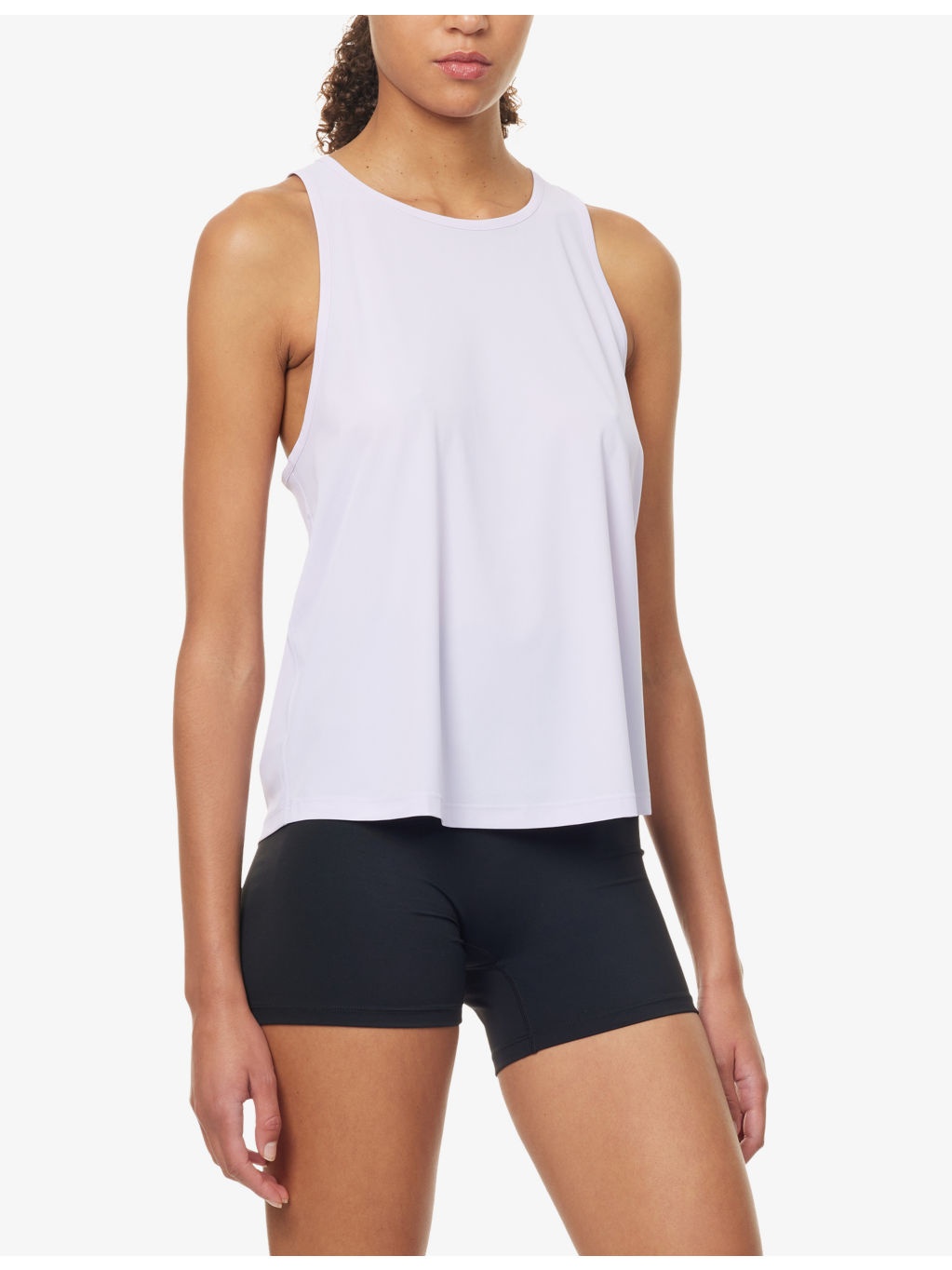 Ruched Racerback Flared Stretch-Woven Top - 3