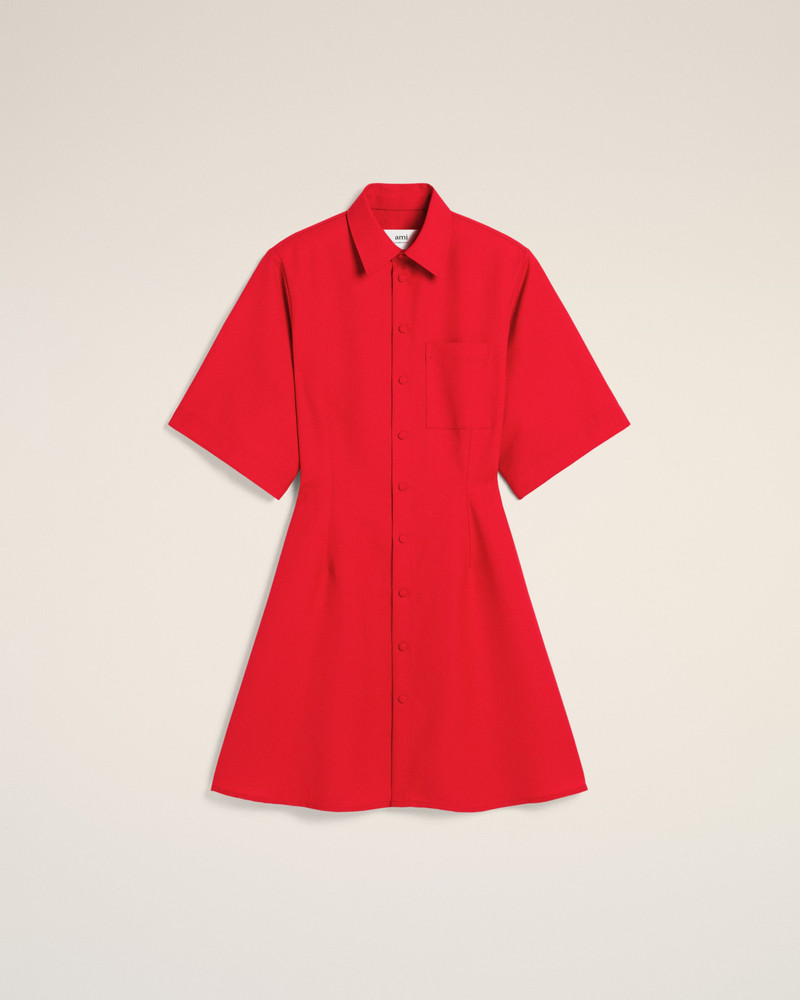 AMI Paris RED WOOL SHORT SLEEVE SHIRT DRESS outlook