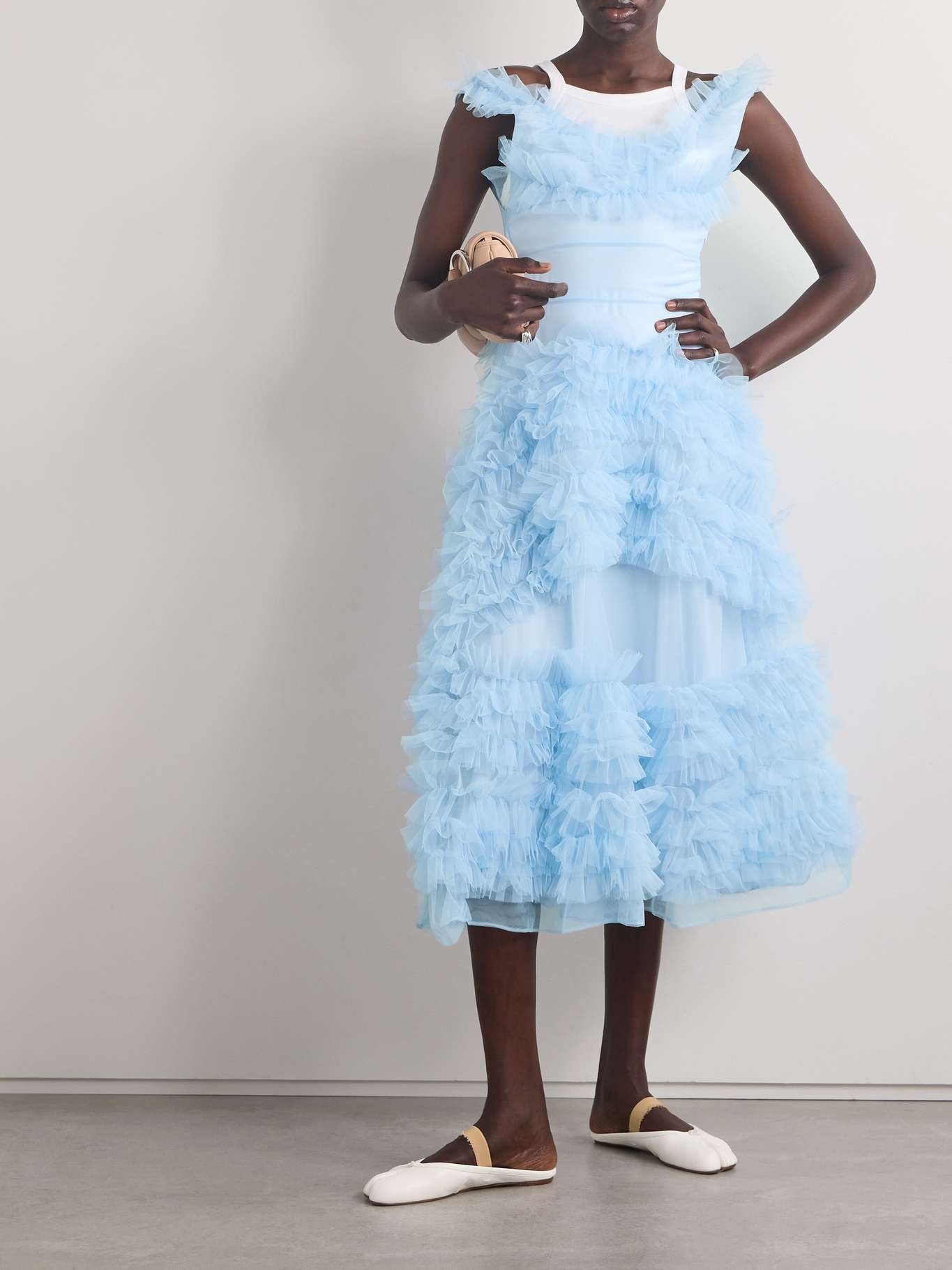 Mertyl tiered ruffled tulle midi dress - 2