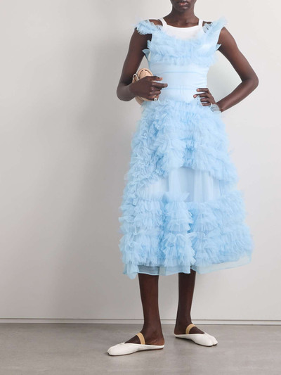 Molly Goddard Mertyl tiered ruffled tulle midi dress outlook