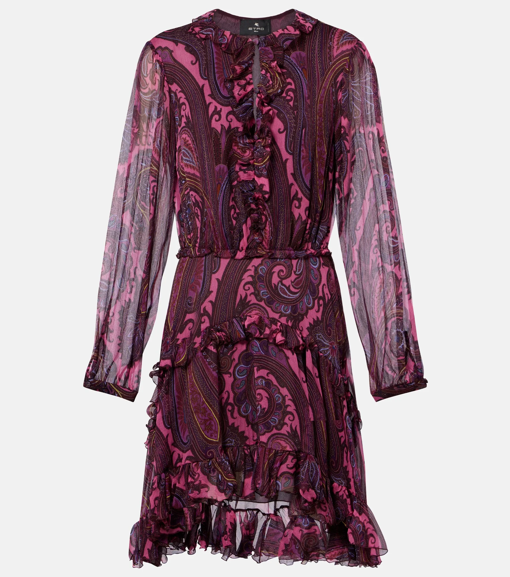 Paisley ruffled silk minidress - 1