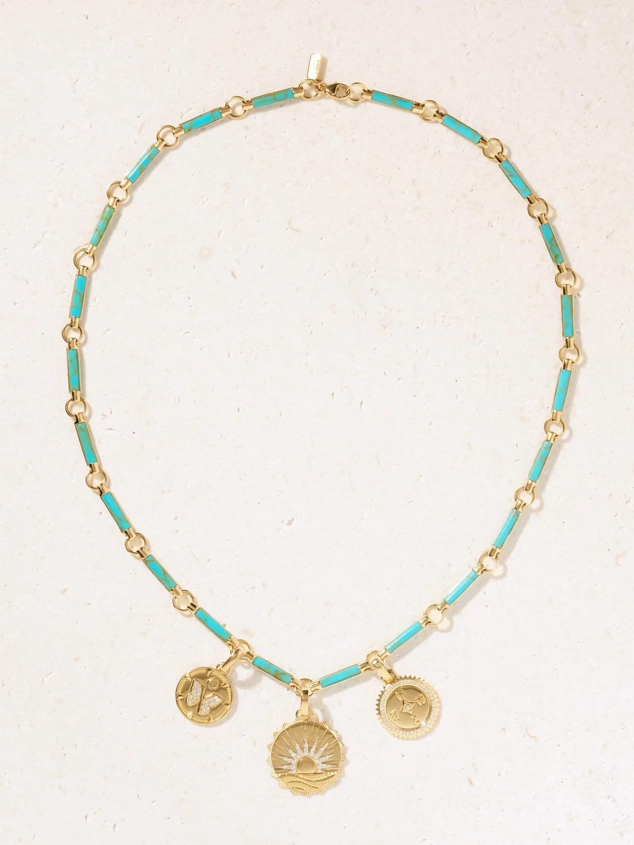 Element 18-karat Gold, Turquoise And Diamond Necklace - 1