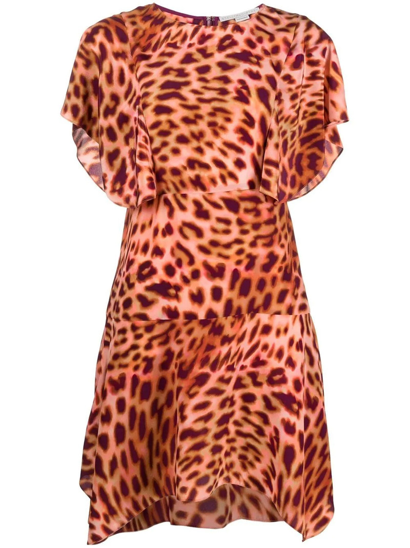 leopard-print silk flounce dress 1