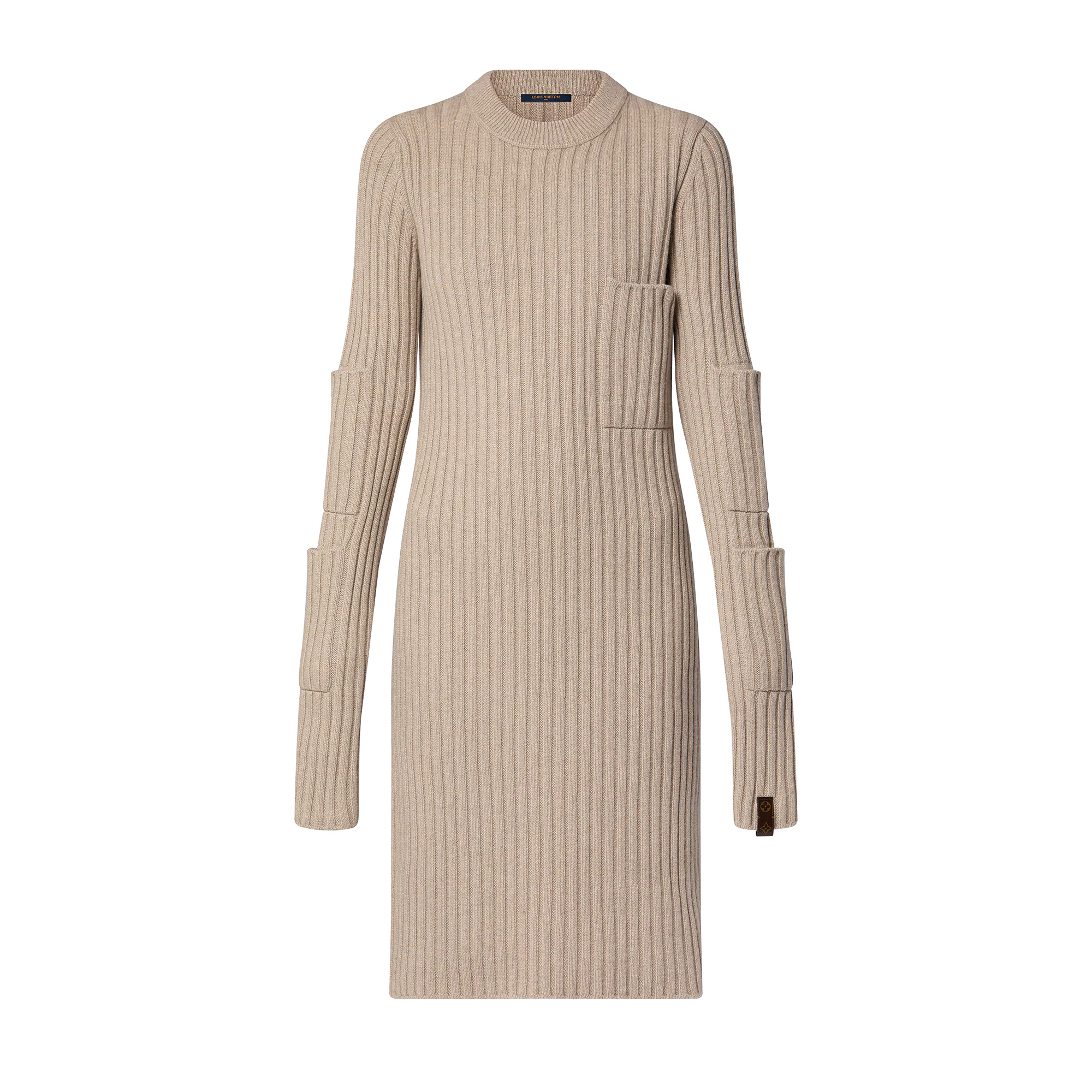 Pocket Detail Long-Sleeved Knit Dress - 1