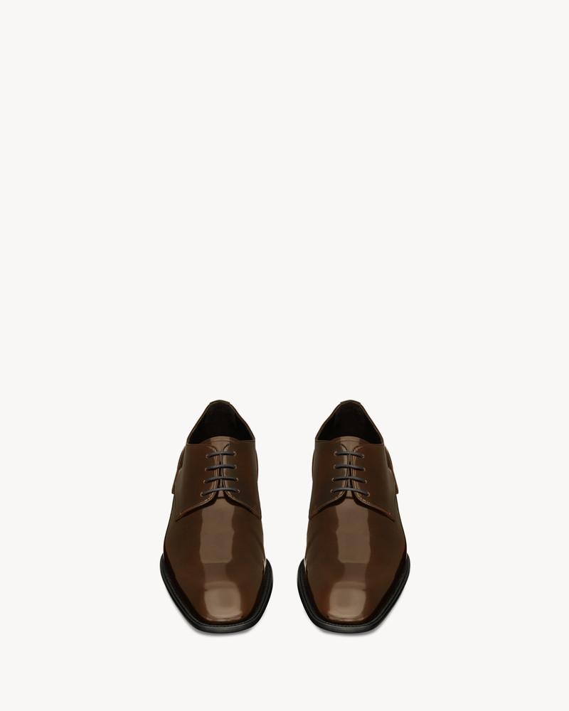 SAINT LAURENT STANTON DERBIES IN GLAZED LEATHER outlook