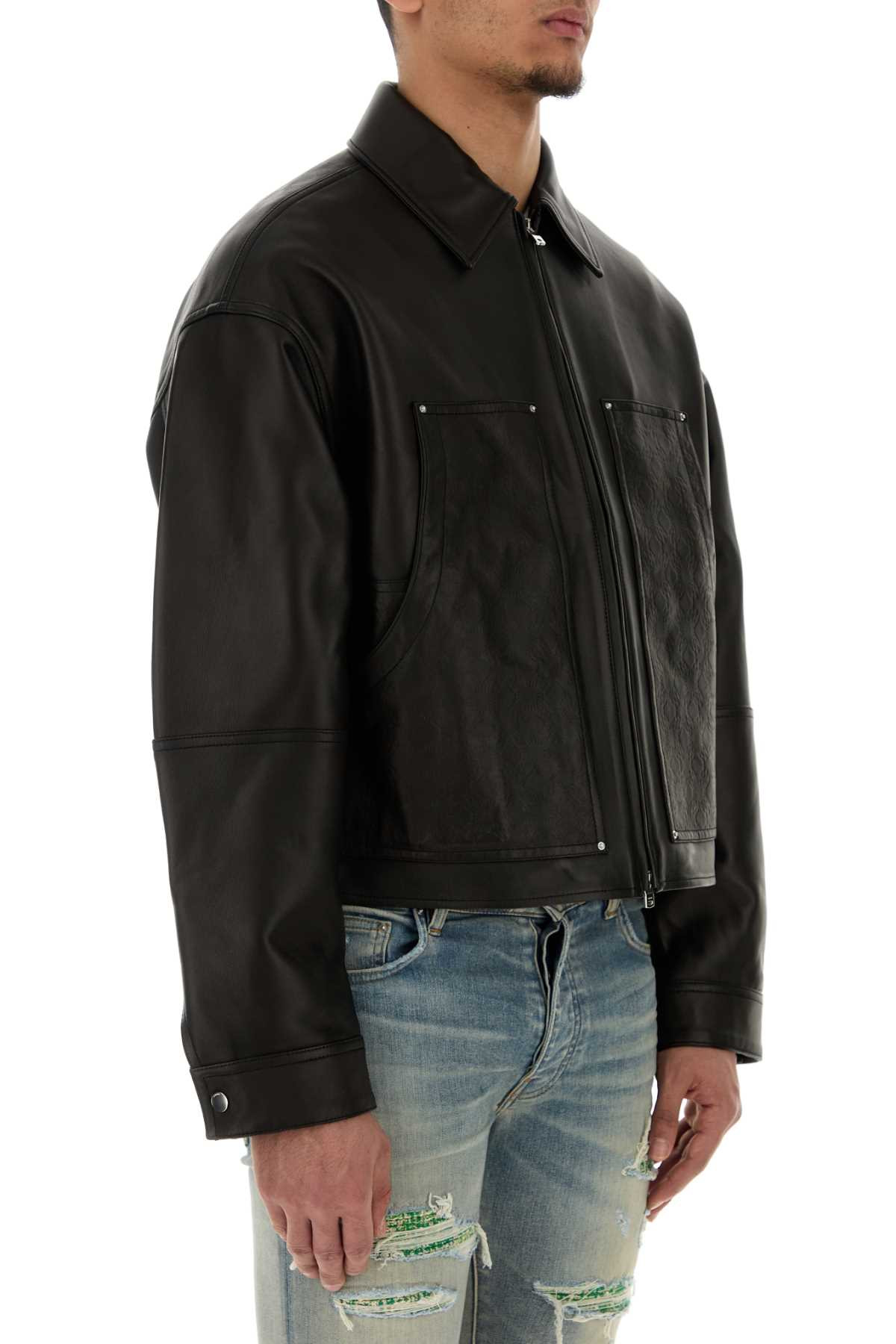 Amiri Men Black Leather Jacket - 3