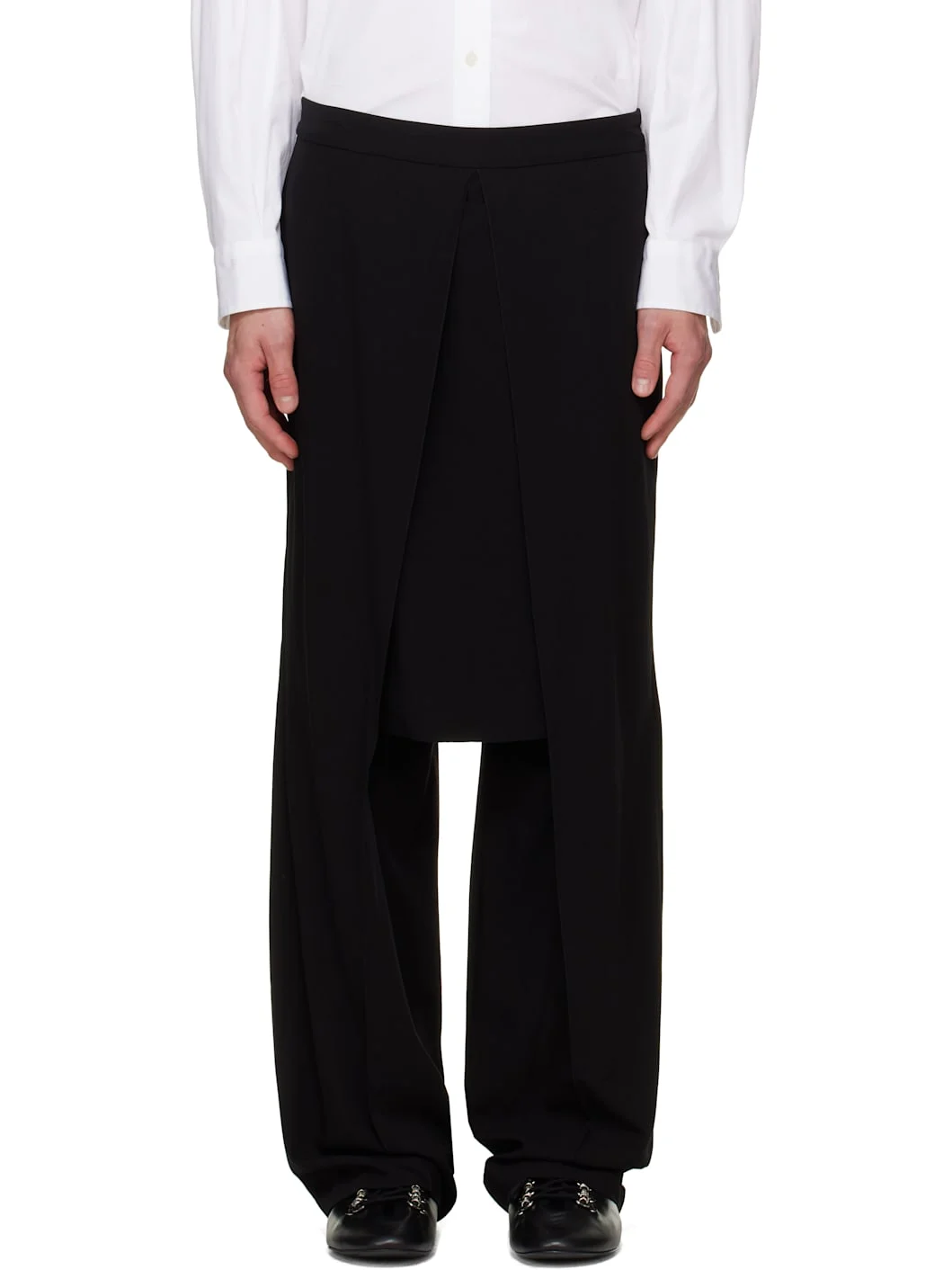 Black Petronella Overlay Skirt Suit Trousers - 1