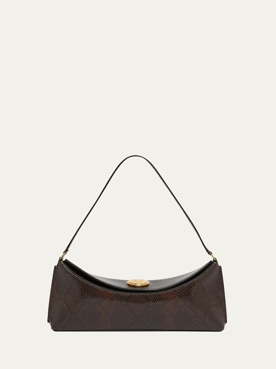 Le Calisso Snake-Embossed Leather Shoulder Bag - 1