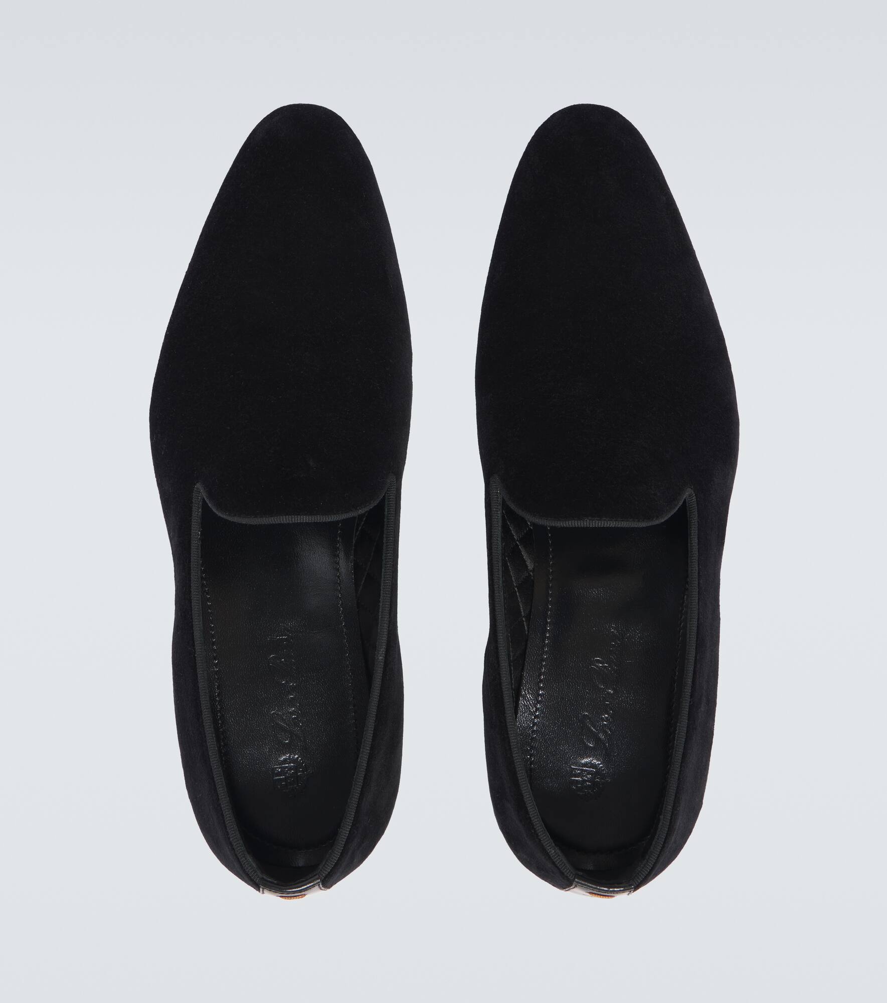 Leather-trimmed velvet loafers - 4