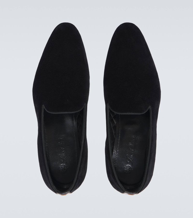 Leather-trimmed velvet loafers 4