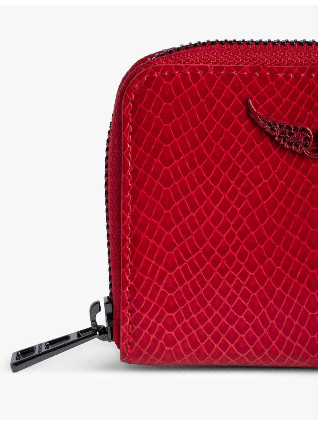 Wing-embellished embossed-leather zip-around wallet - 2