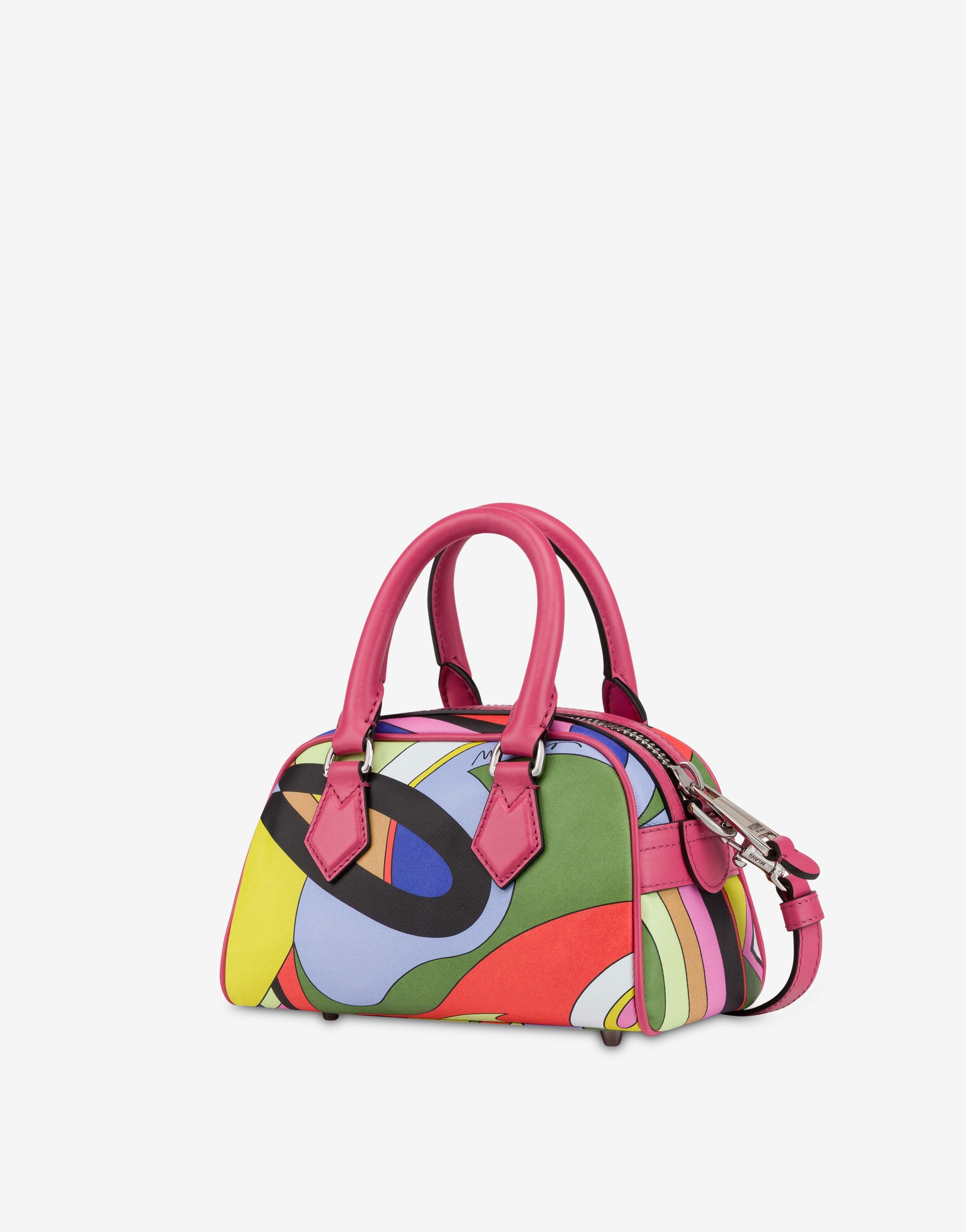 SMALL MULTI-COLOUR PRINT CANVAS BOWLING BAG - 2