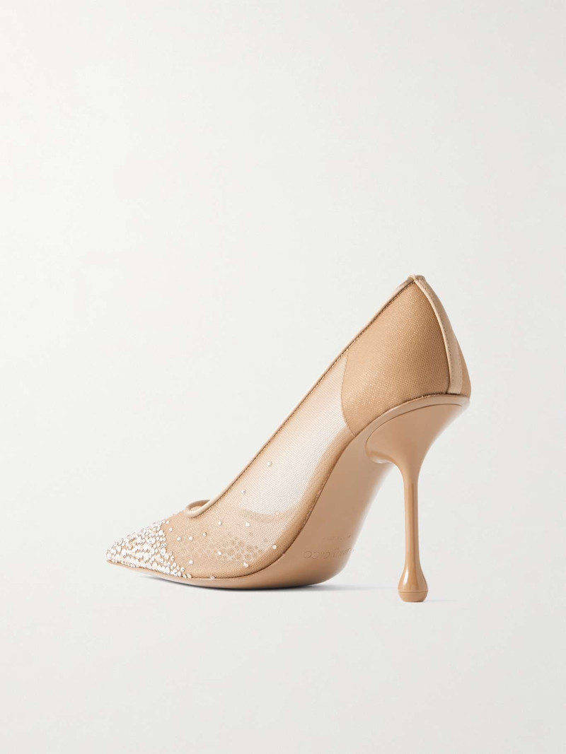 Ixia satin-trimmed crystal-embellished mesh pumps 3