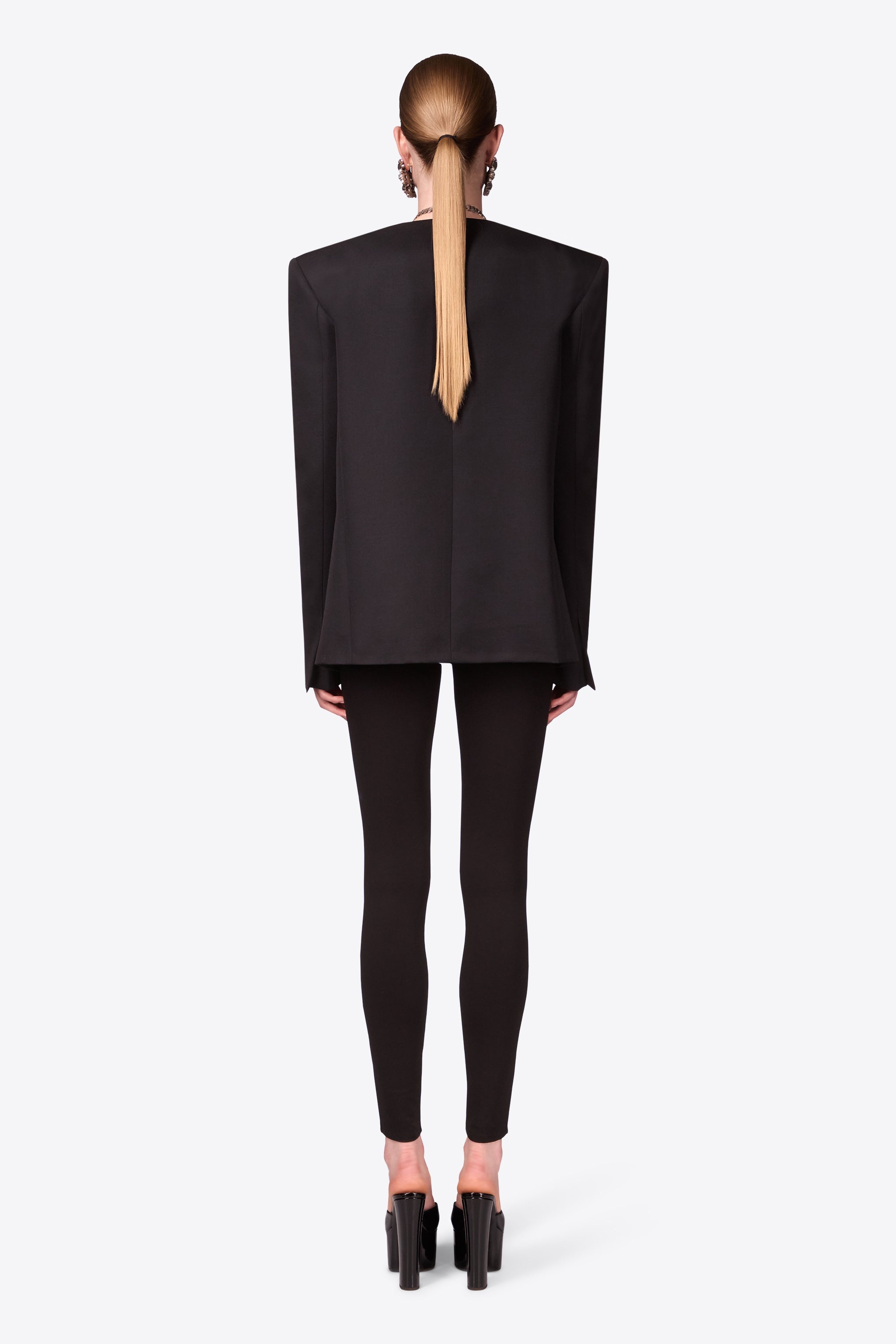 CRYSTAL BROOCH COLLARLESS BLAZER - 5