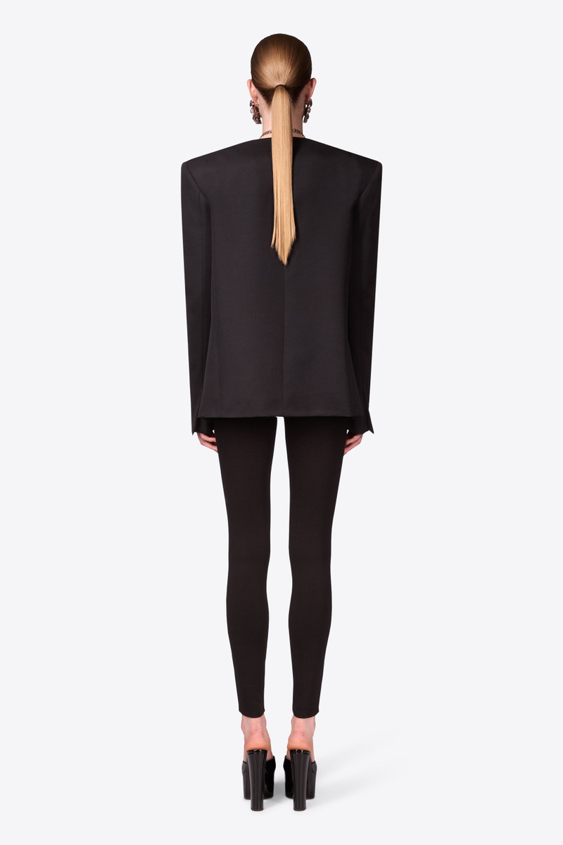 CRYSTAL BROOCH COLLARLESS BLAZER 5