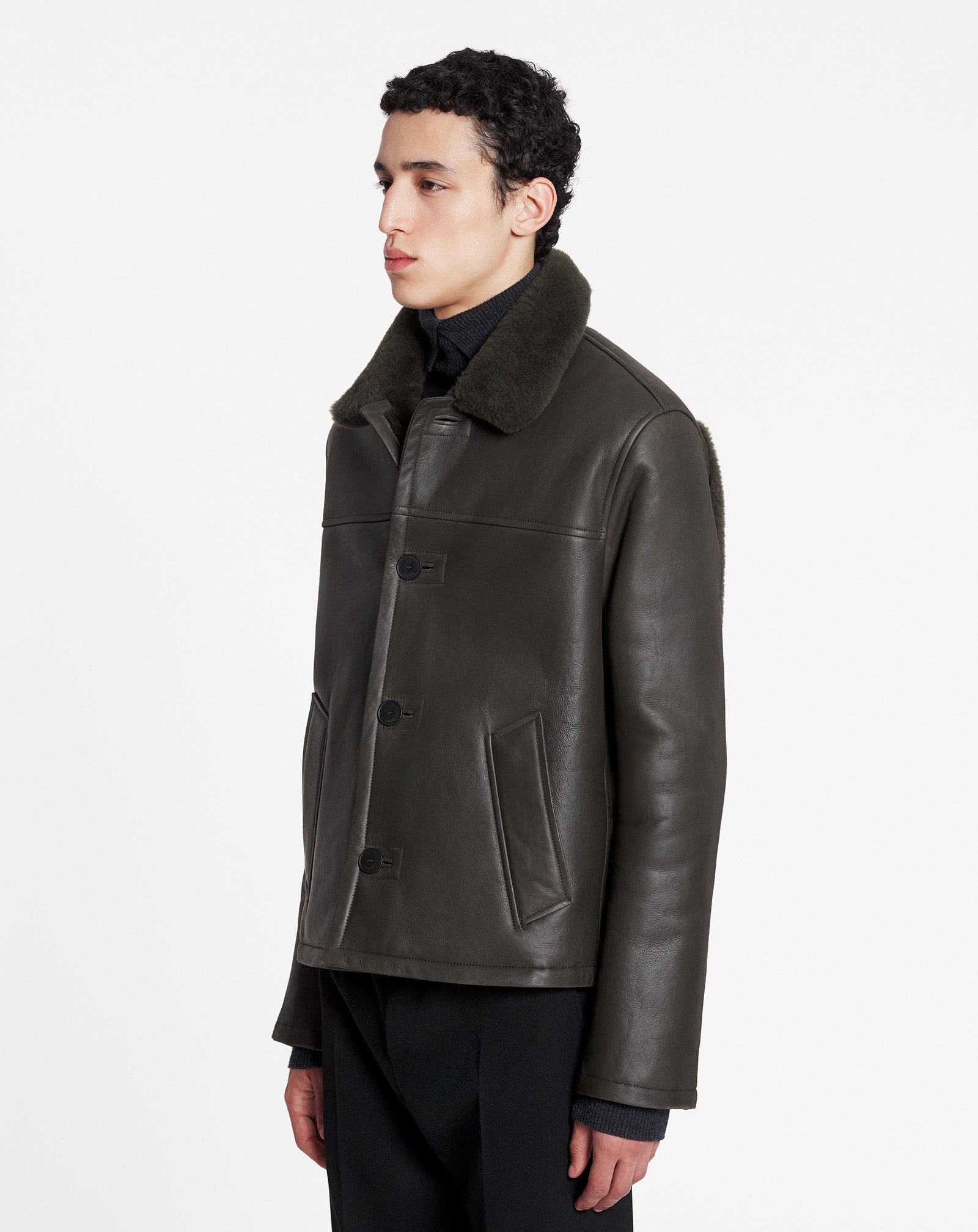 Lanvin SHEARLING JACKET WITH INTARSIA PRINT REVERSIBLE