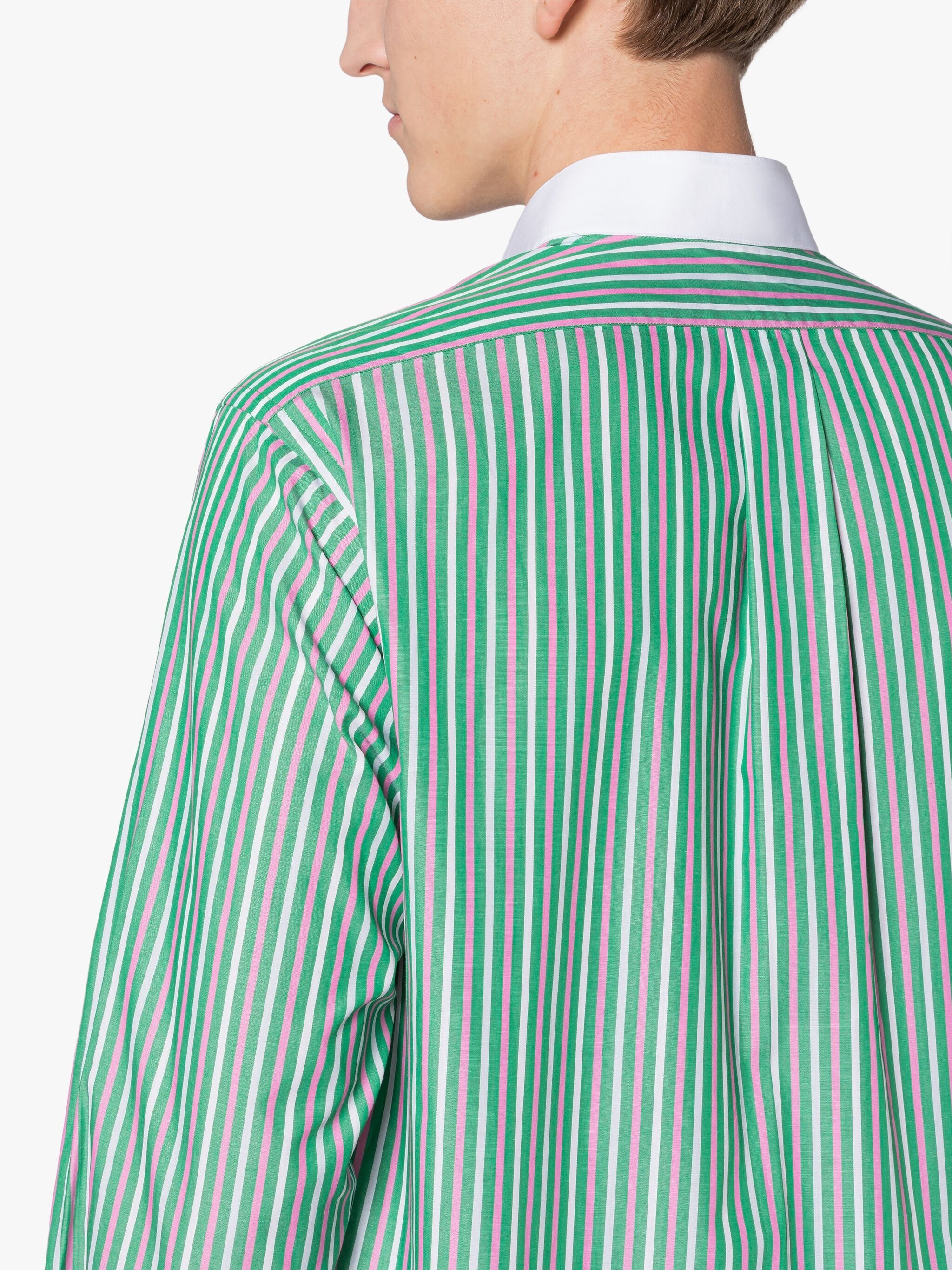 ROMA GREEN & PINK STRIPE BUTTON DOWN SHIRT - 6