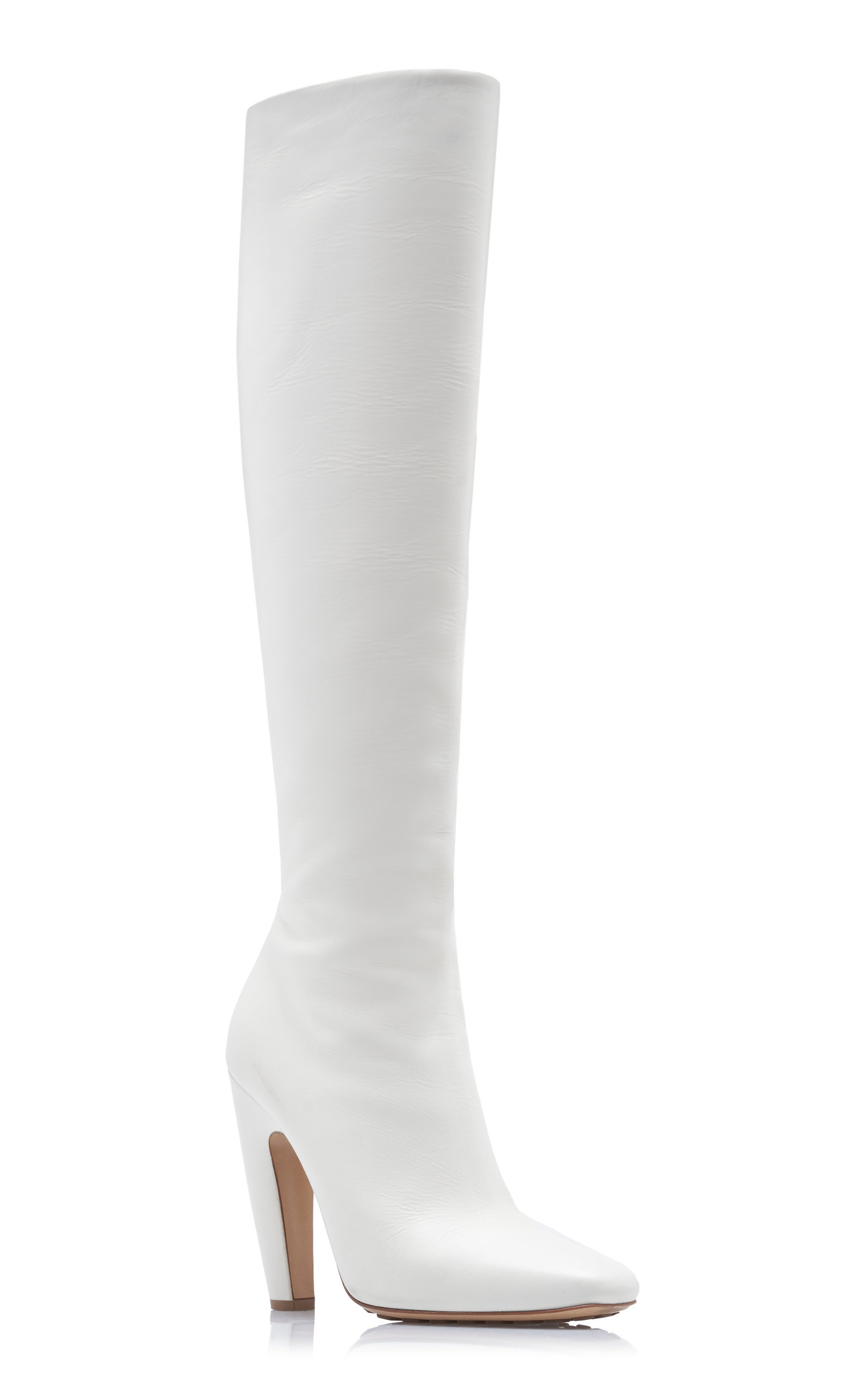 Knee-High Leather Boots white - 9