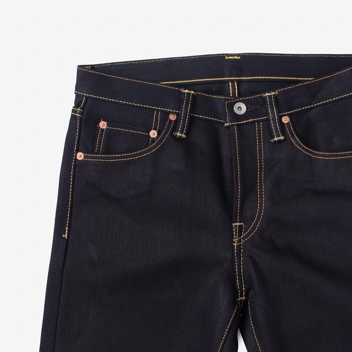 IH-666-XHSib 25oz Selvedge Denim Slim Straight Cut Jeans - Indigo/Black - 6