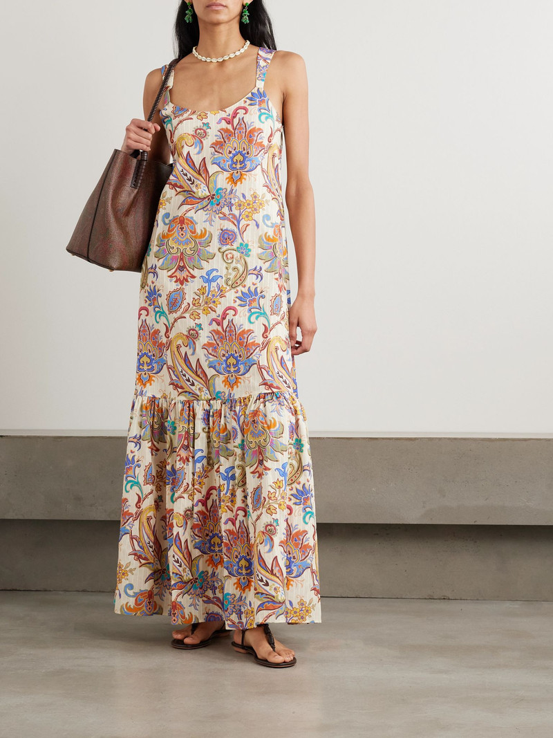 Etro Tiered paisley-print cotton maxi dress Cream outlook