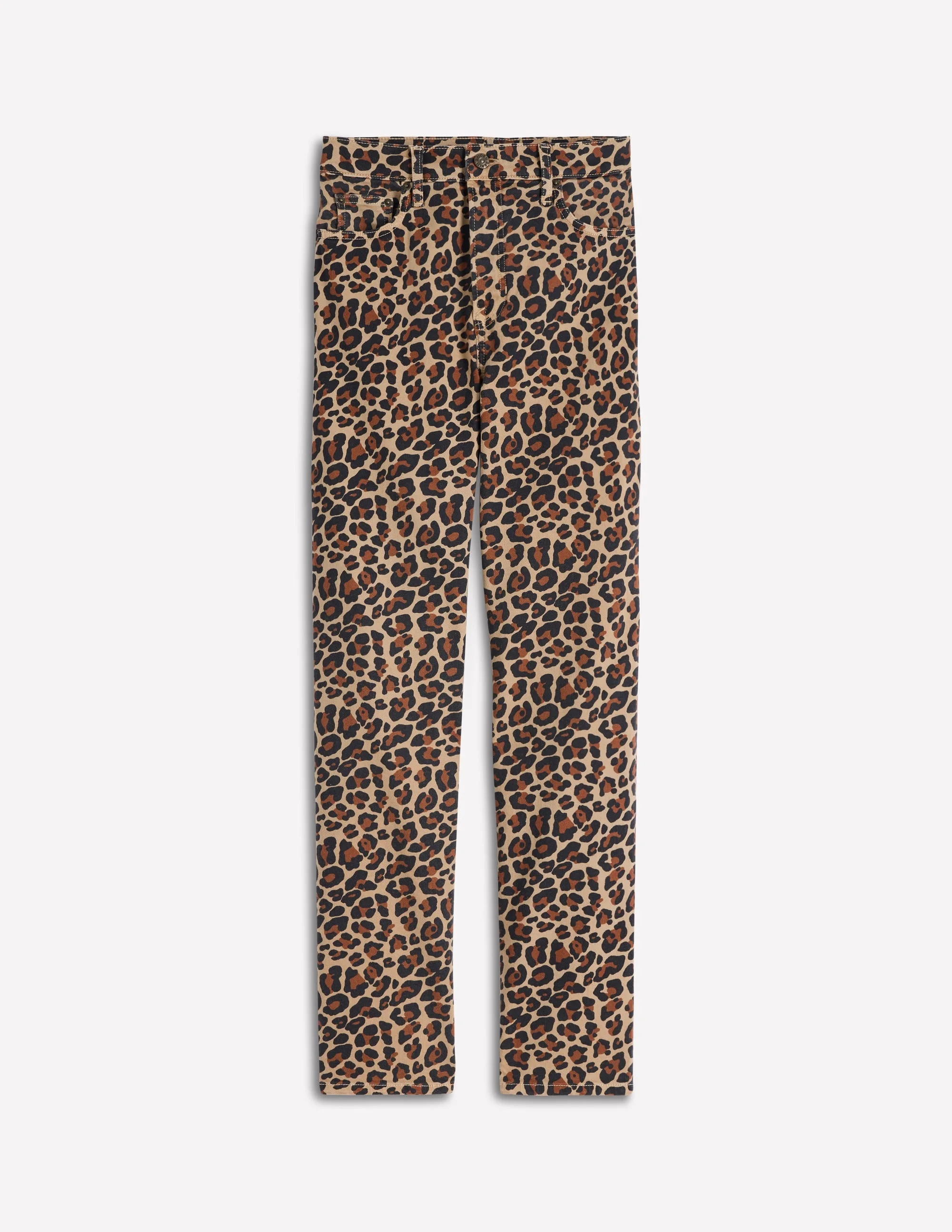 High Rise Straight Jeans-Animal Print - 1
