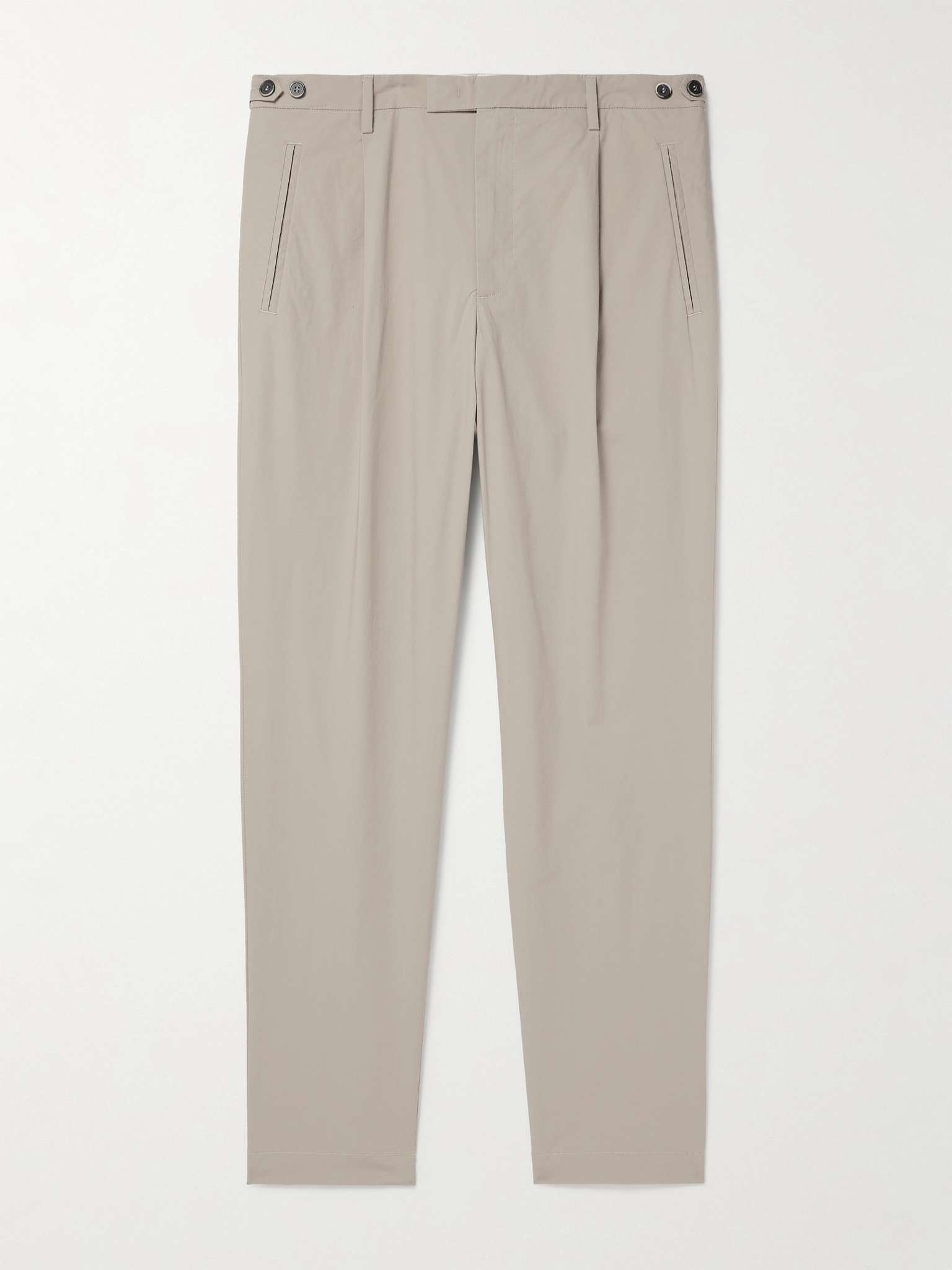 Masco Straight-Leg Pleated Cotton-Blend Trousers - 1