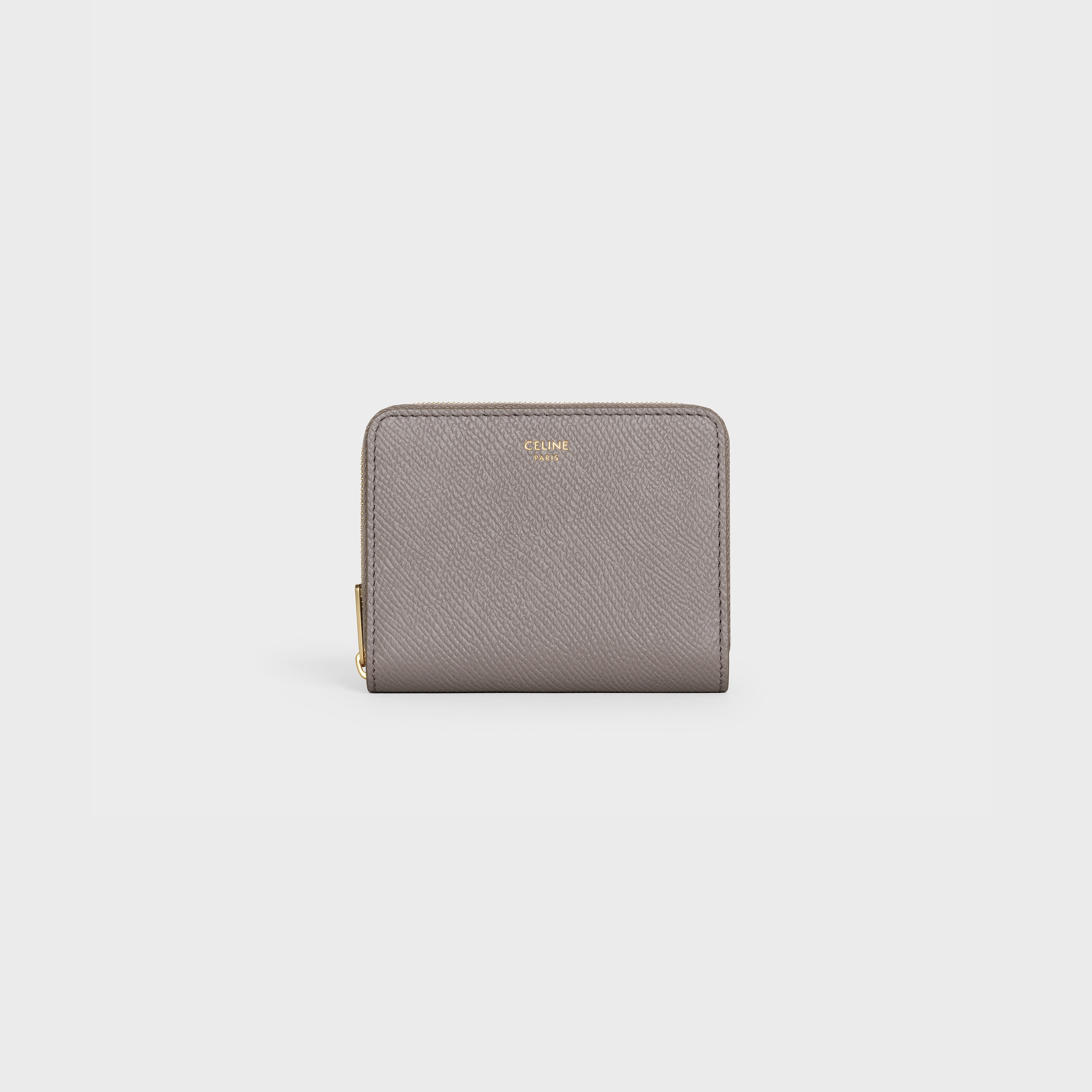 Compact zipped wallet in Grained calfskin - 1