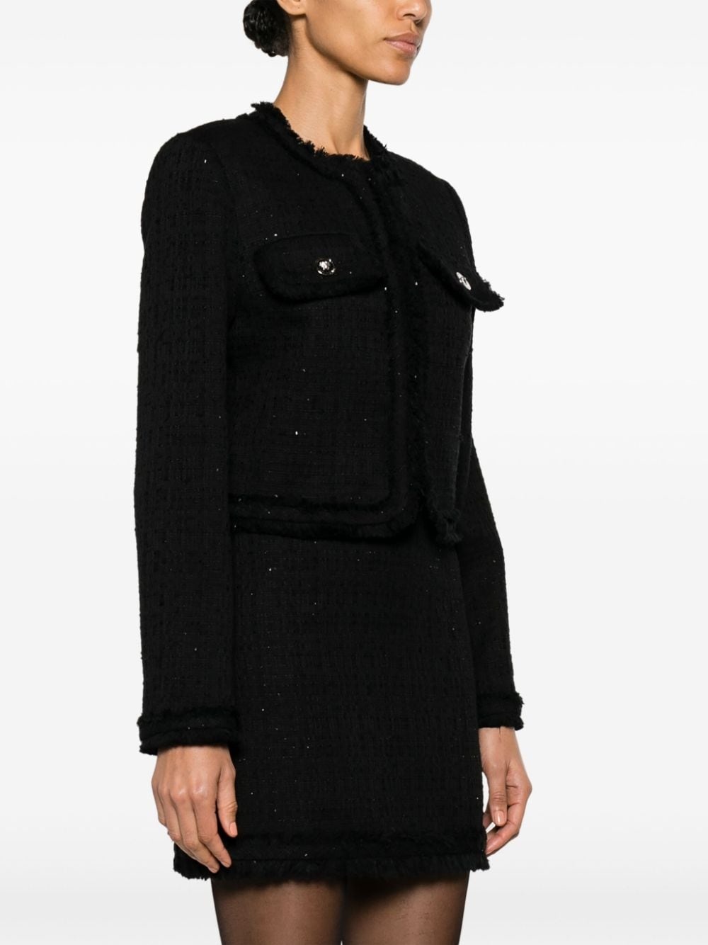 sequin-embellished tweed jacket - 3