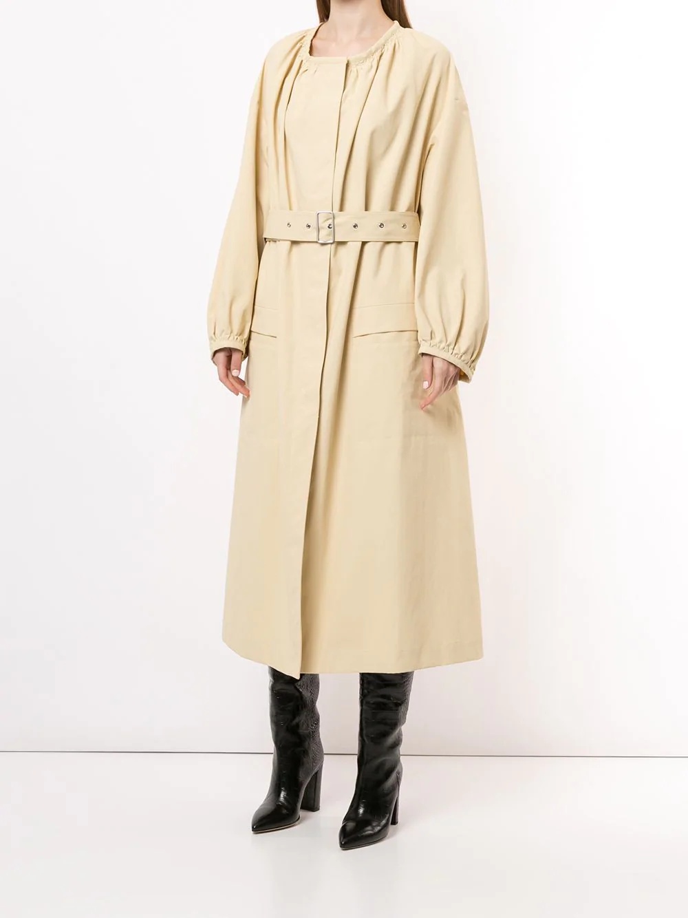 belted cotton coat - 3