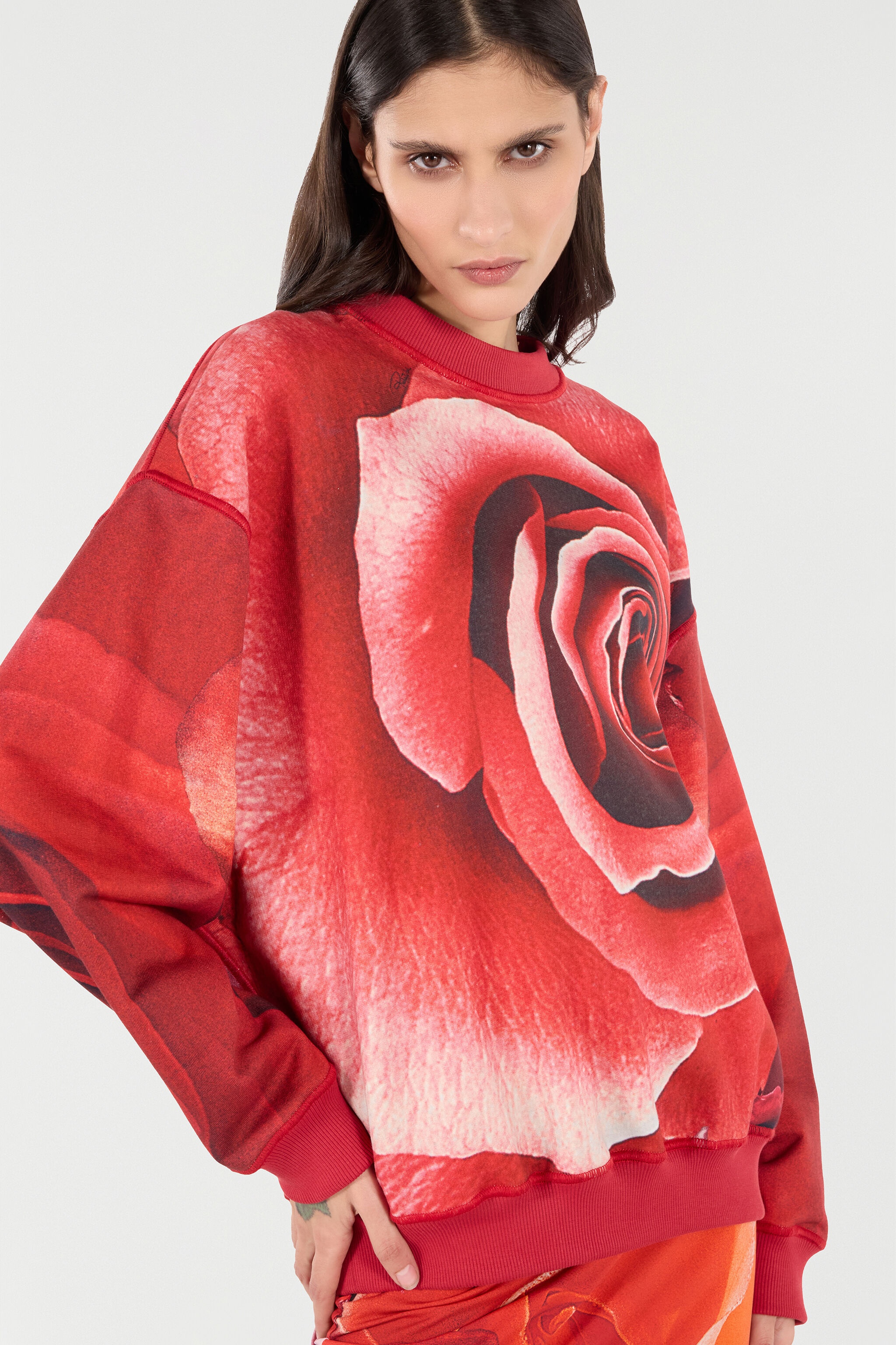 Sweatshirt With Maxi-Rose Print - 6