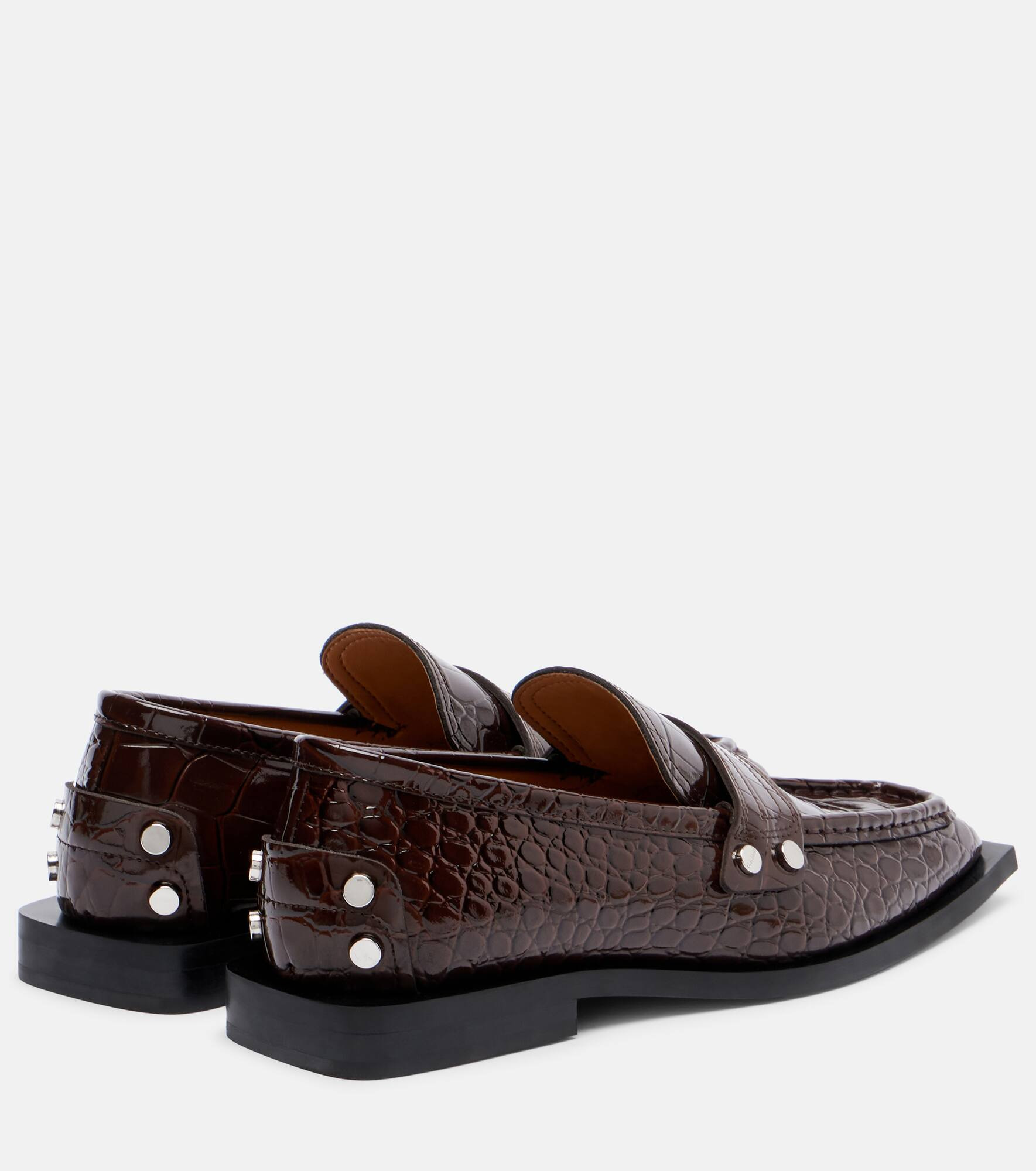 Studs faux leather loafers - 2