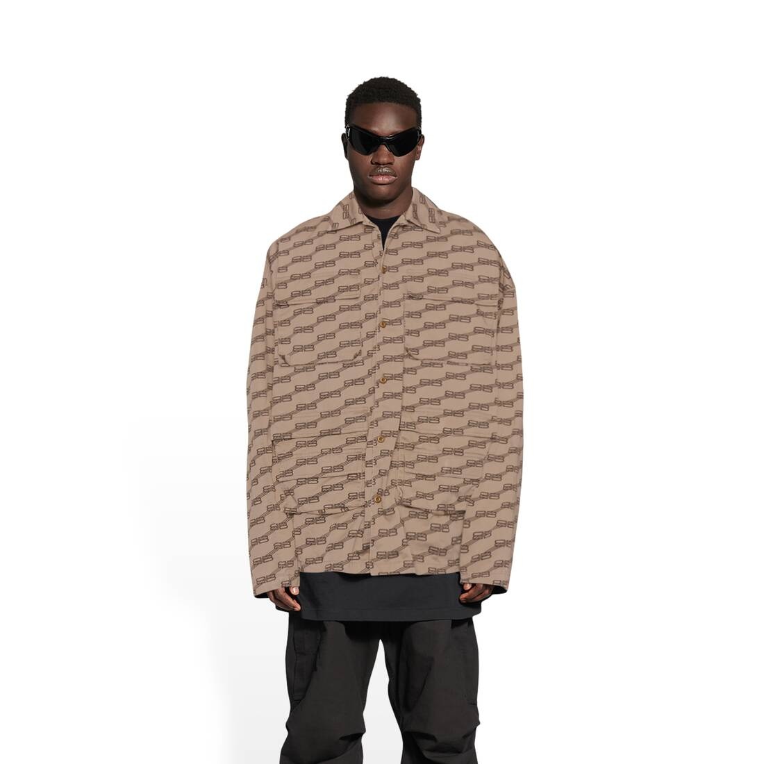 Men's Bb Monogram Cargo Shirt  in Beige - 3