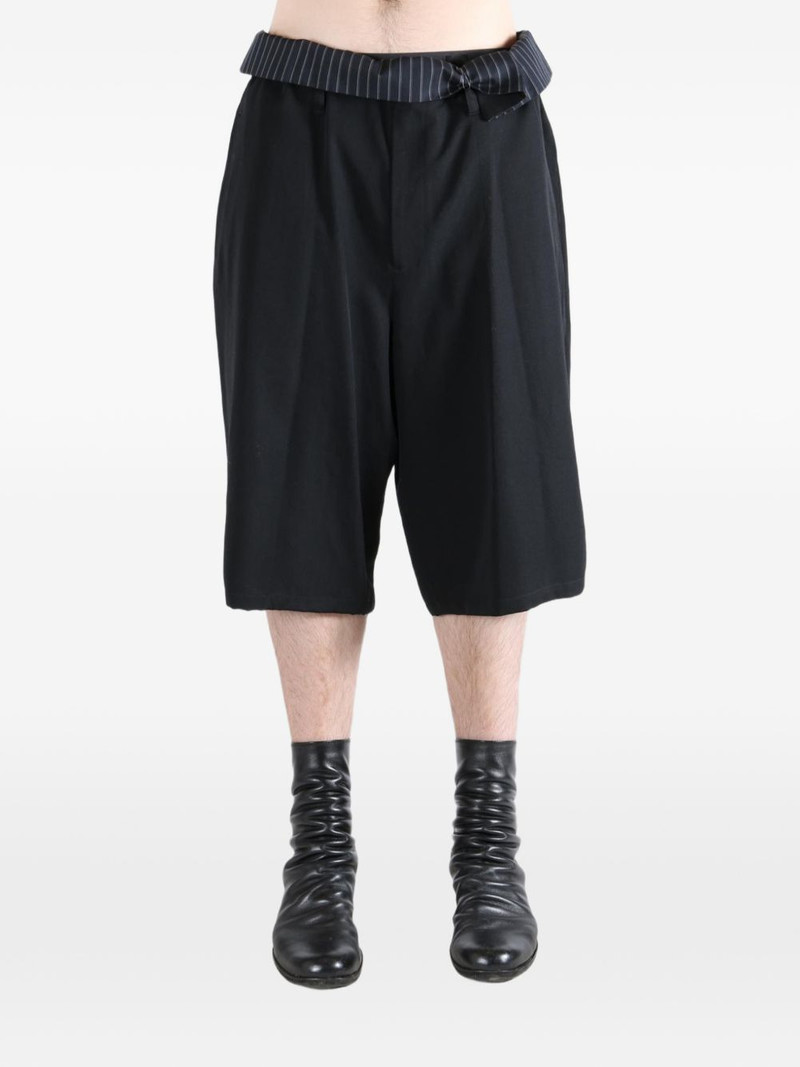 Yohji Yamamoto striped-waistband cropped trousers outlook