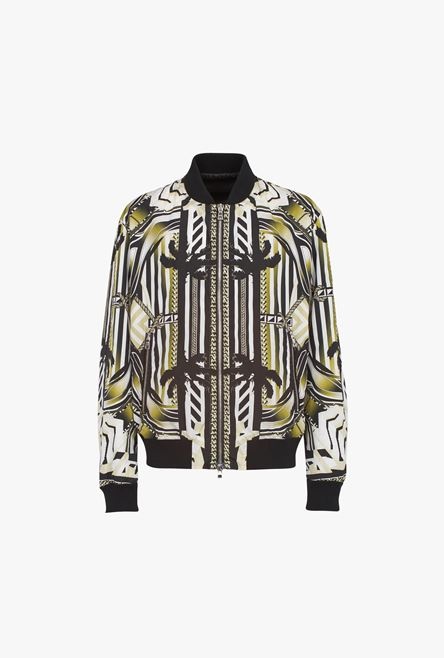 Nylon bomber jacket with multicolor print - 1